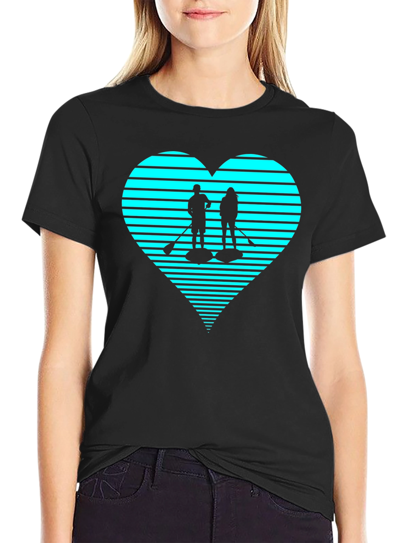 Paddleboard Heart Graphic Tee - Black