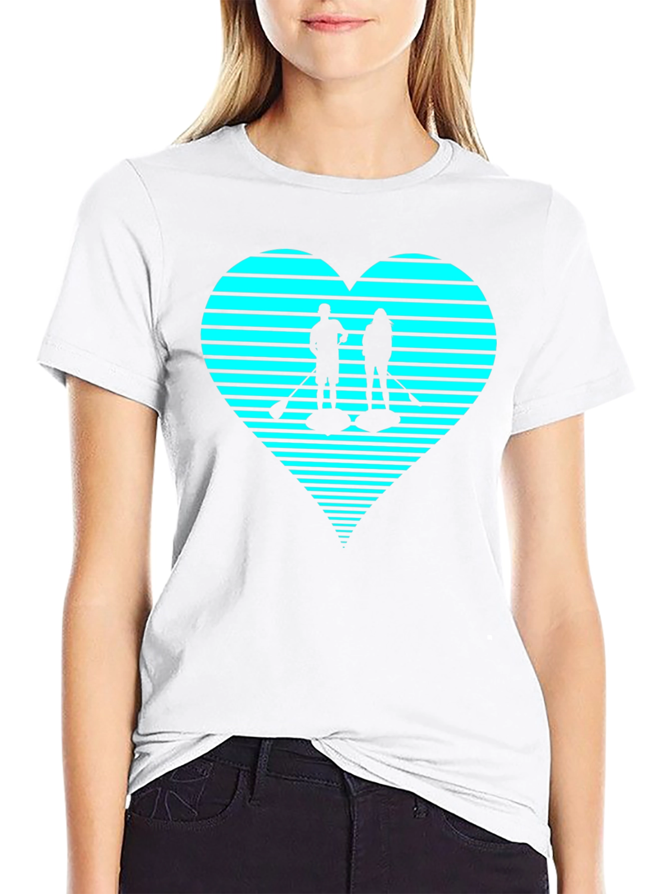 Paddleboard Heart Graphic Tee - Black