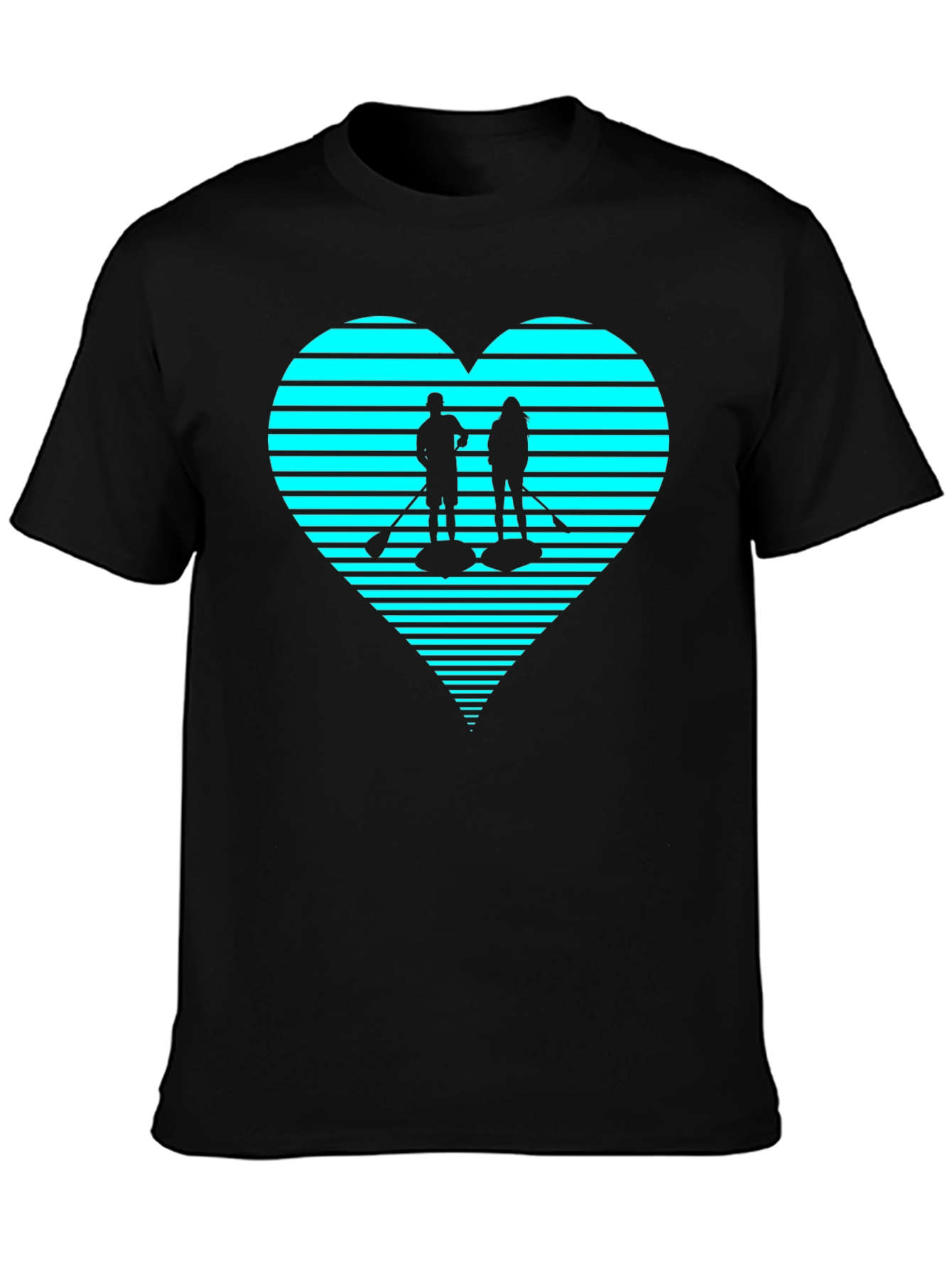 Paddleboard Heart Graphic Tee - Black