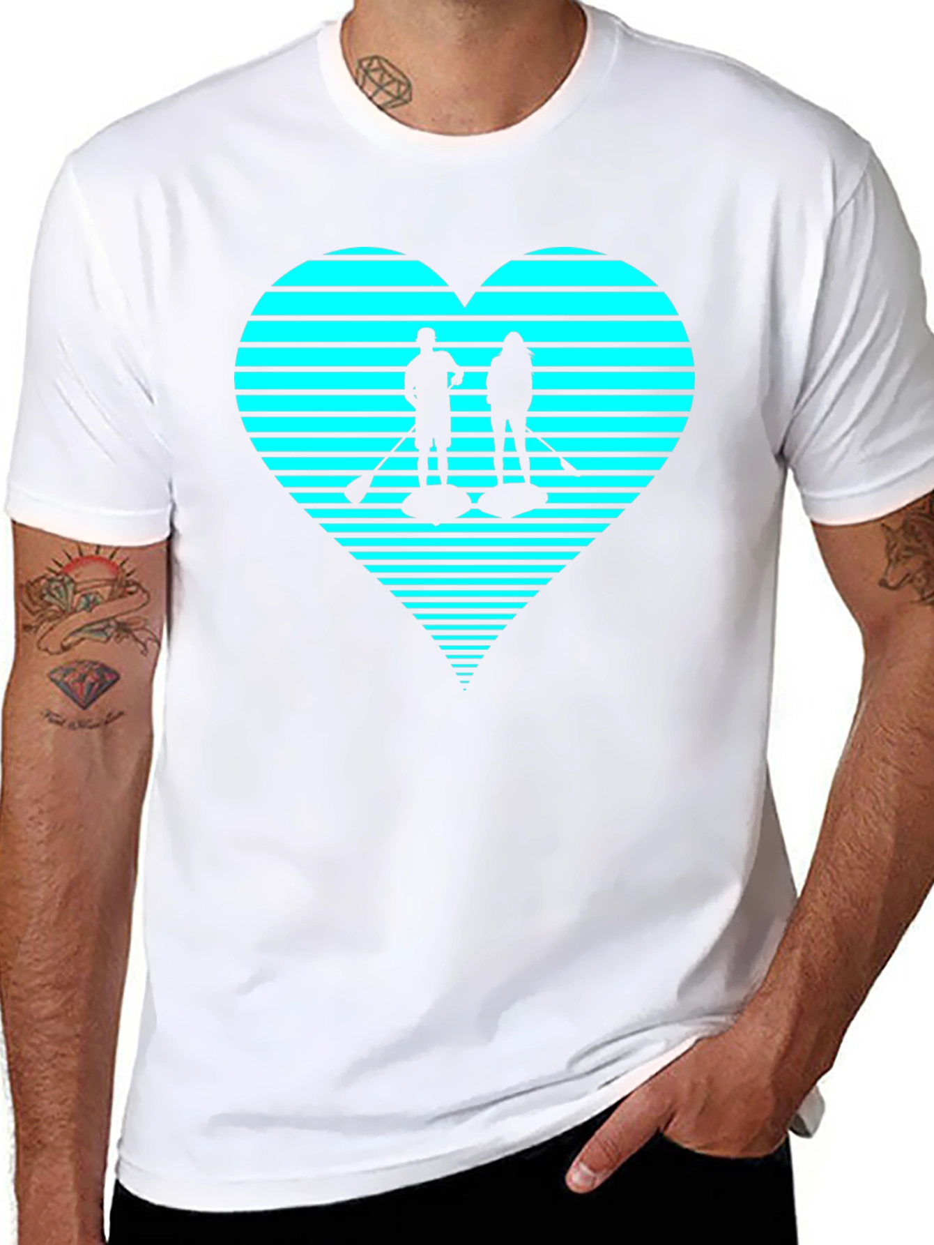 Paddleboard Heart Graphic Tee - Black