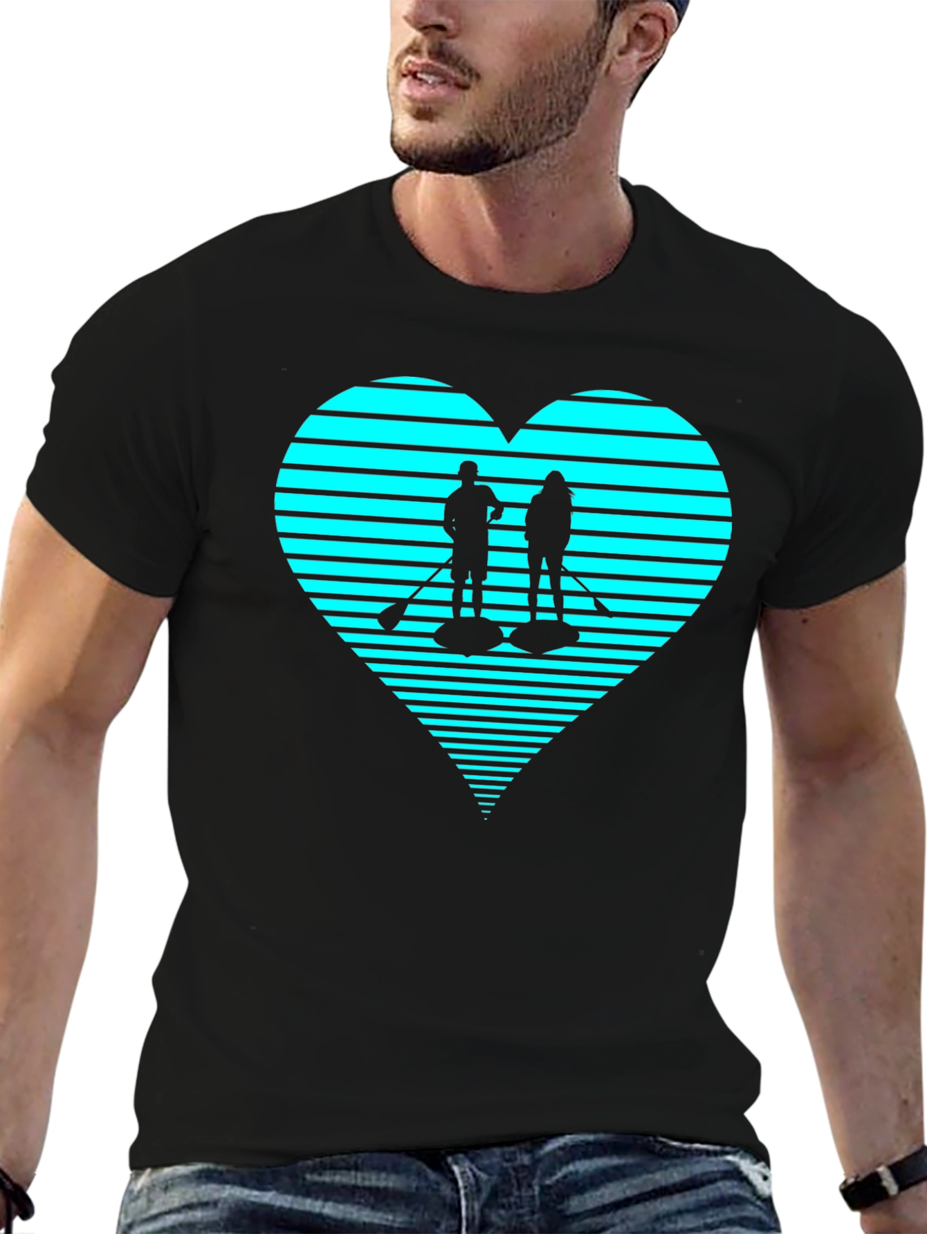 Paddleboard Heart Graphic Tee - Black