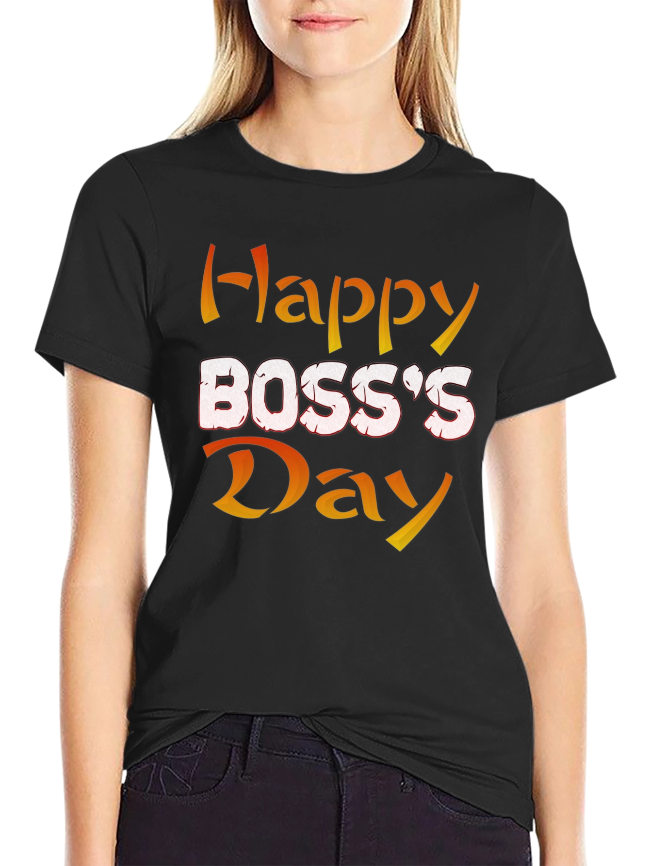 Happy Bosss Day Graphic Tee - Black Cotton Blend