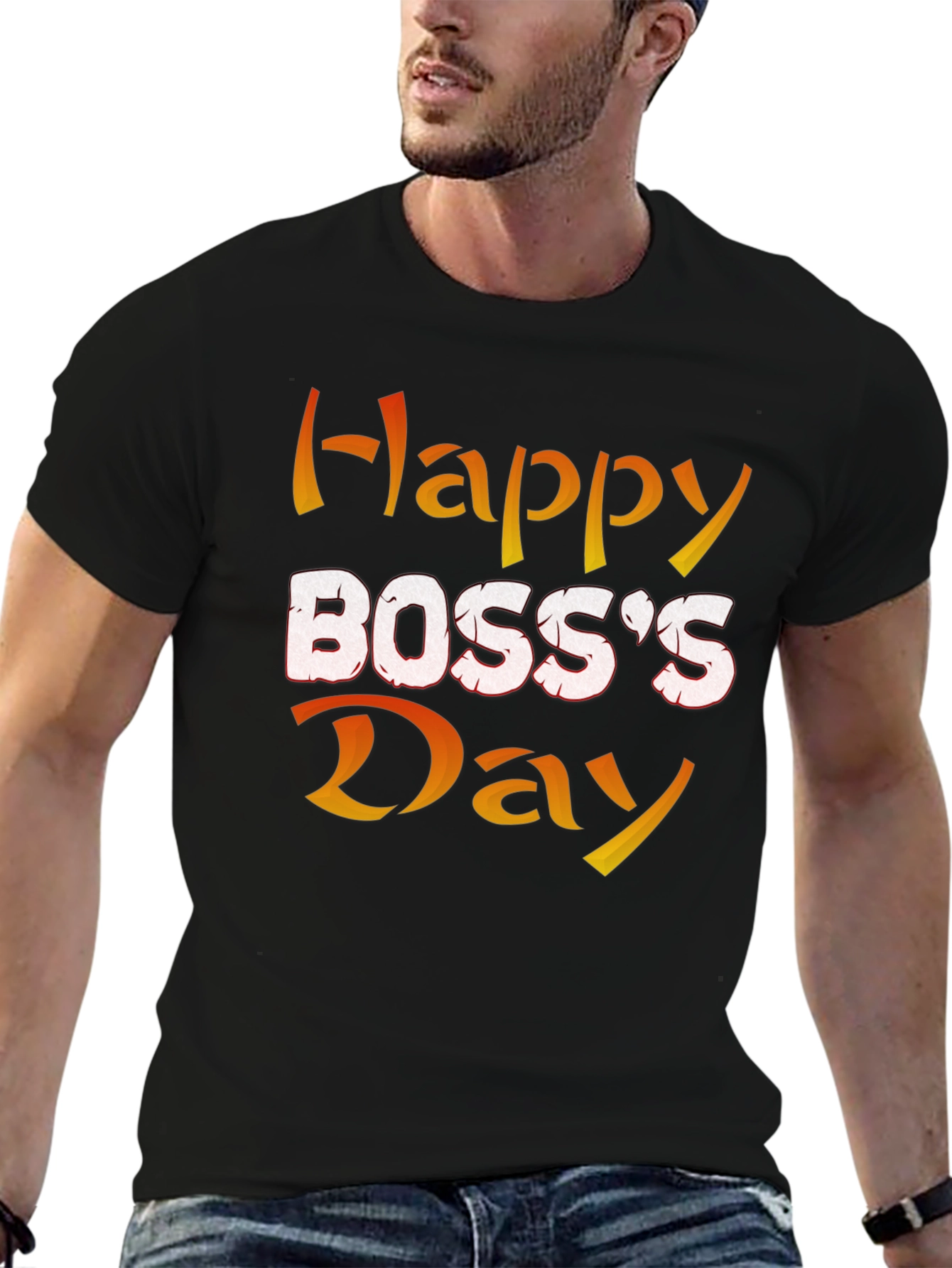 Happy Bosss Day Graphic Tee - Black Cotton Blend