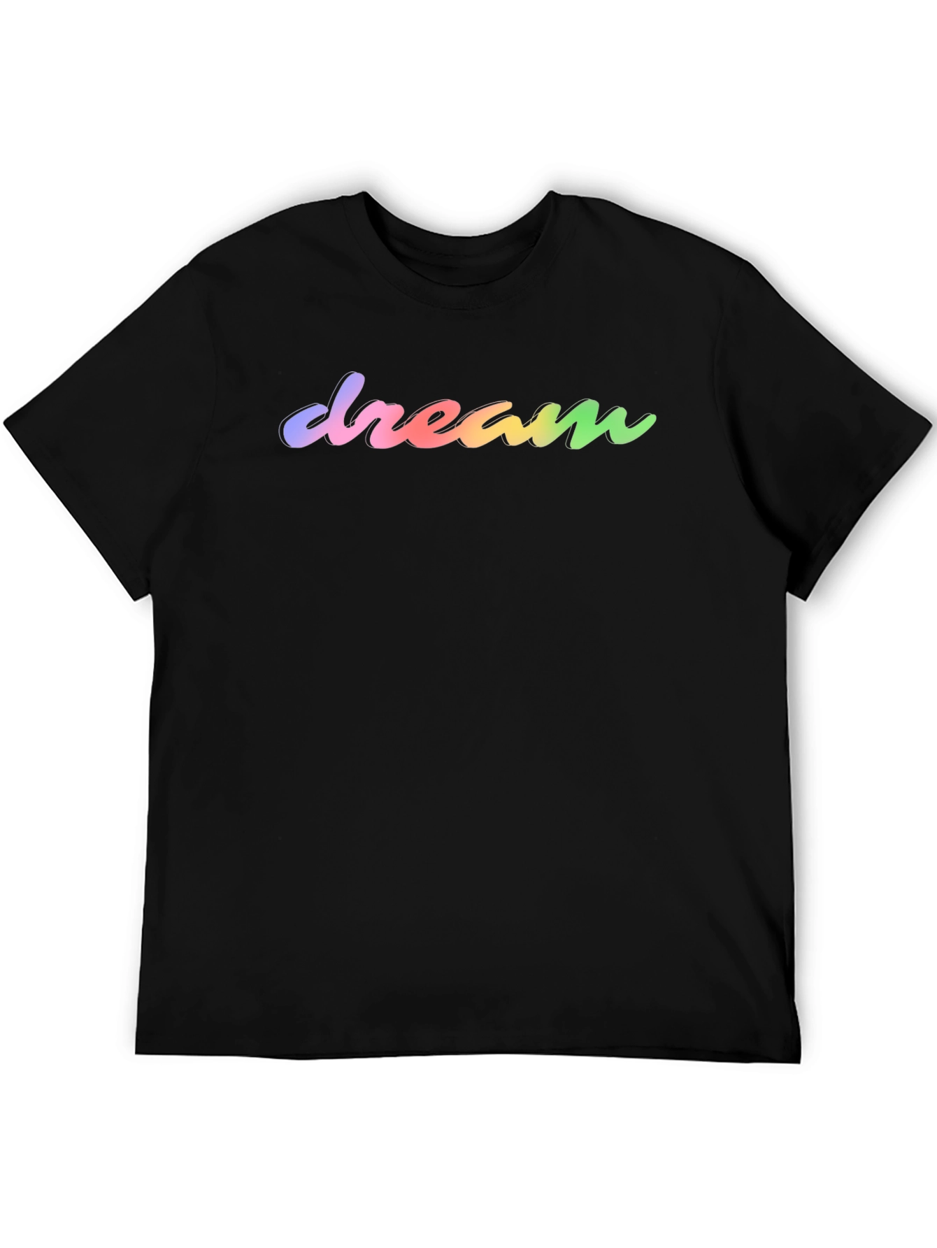 Dream Rainbow Text Black T-Shirt