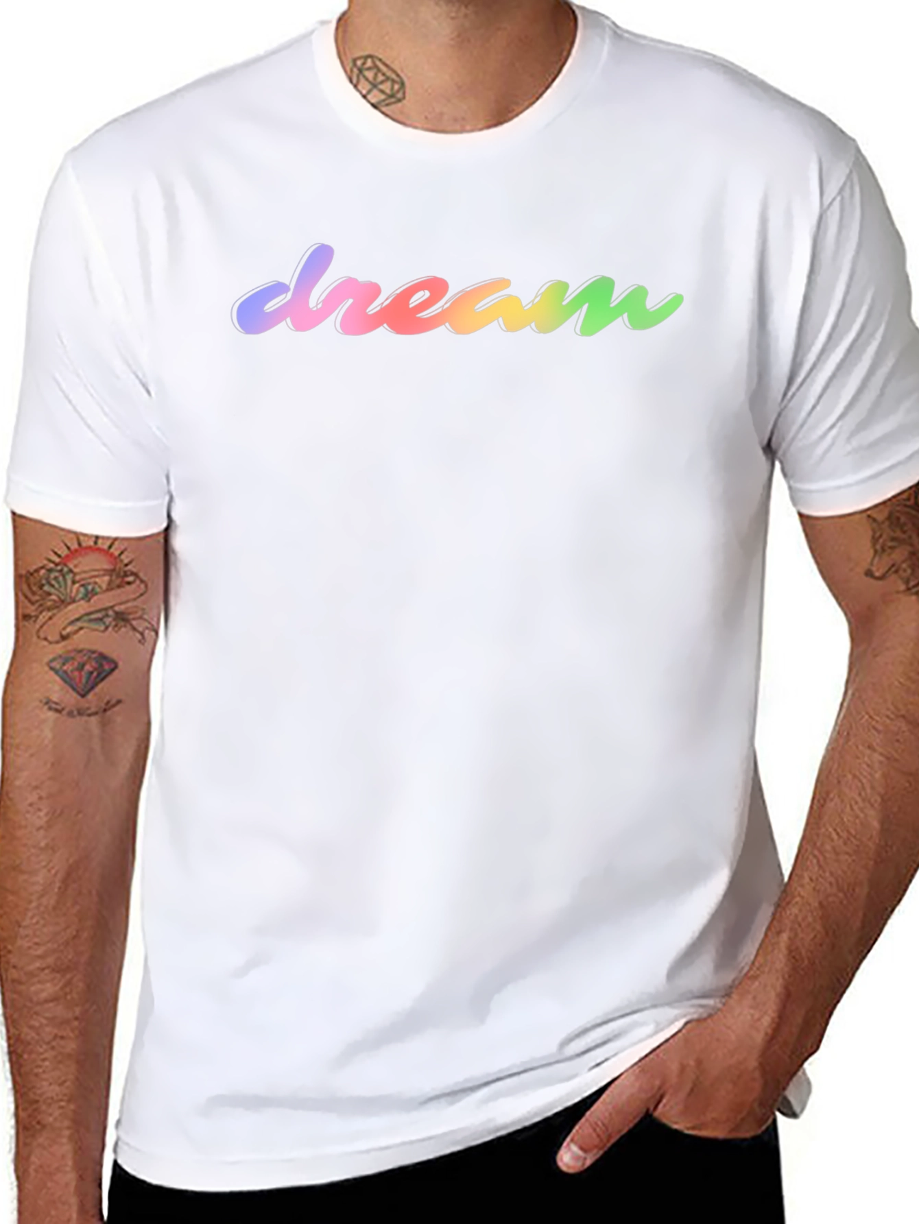 Dream Rainbow Text Black T-Shirt