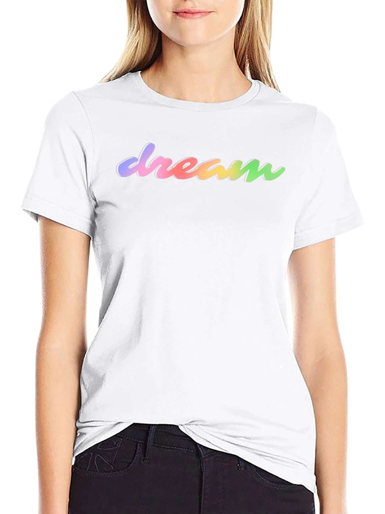 Dream Rainbow Text Black T-Shirt