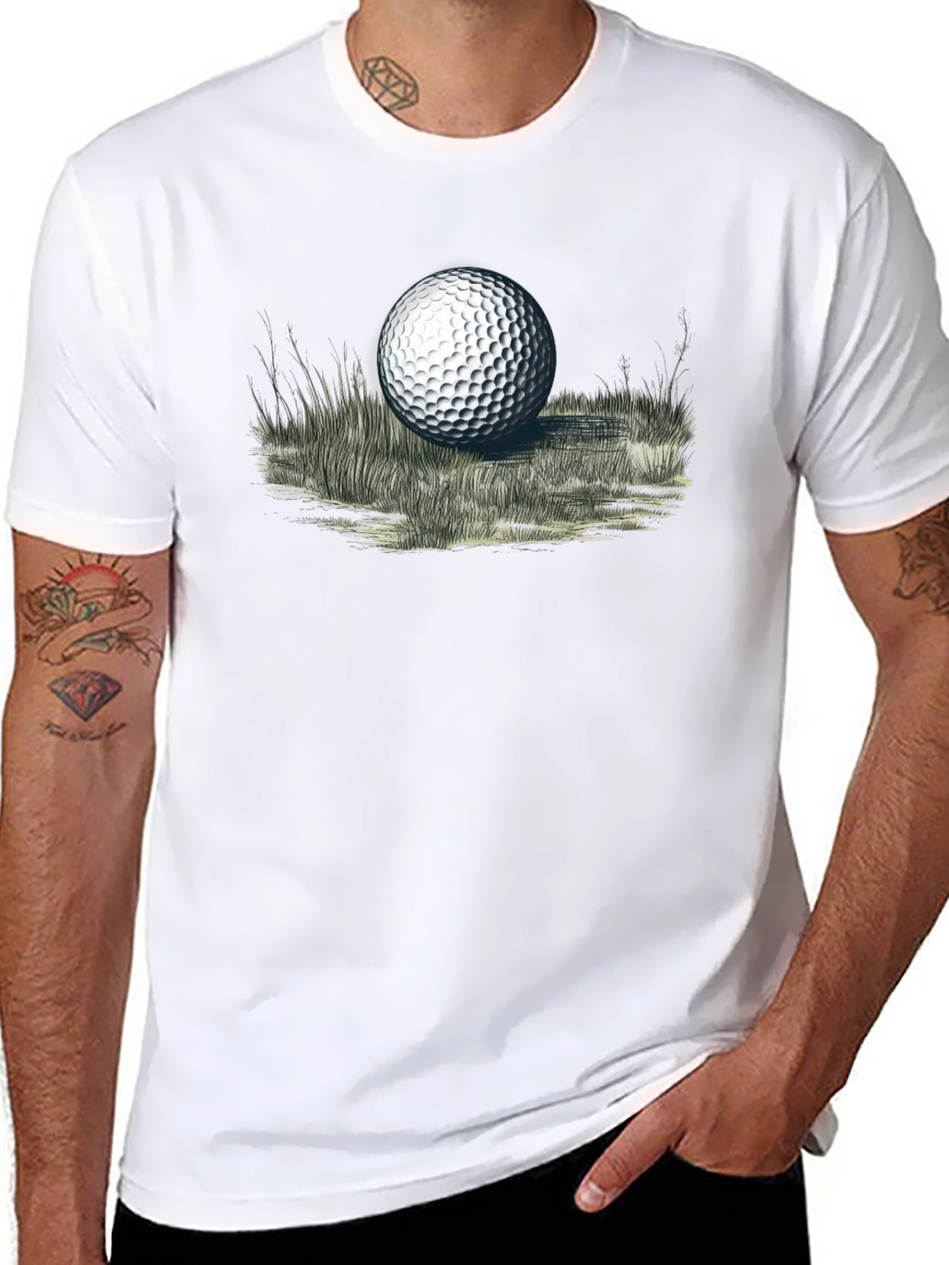 Golf Ball Graphic Tee - Black Cotton