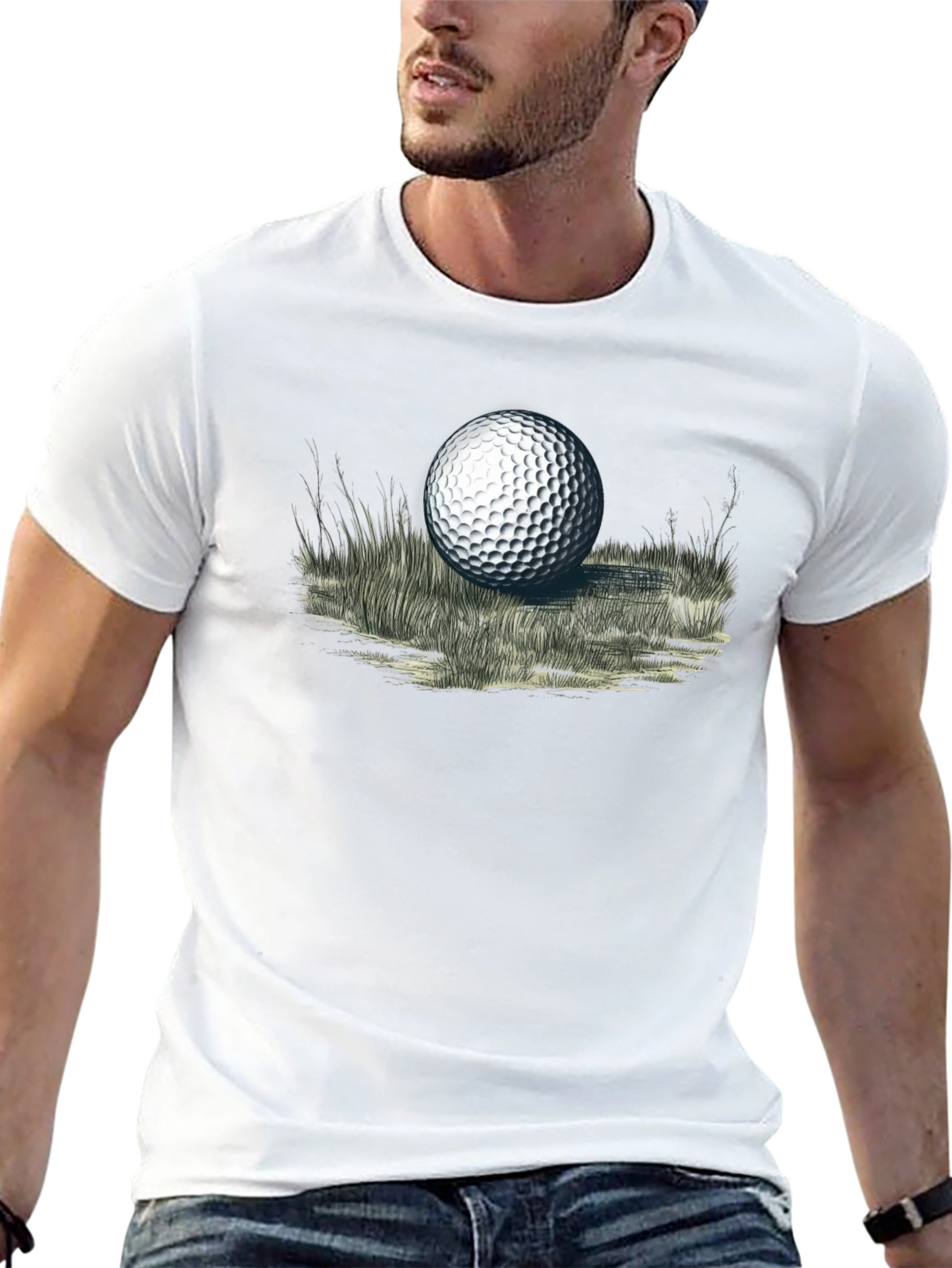 Golf Ball Graphic Tee - Black Cotton