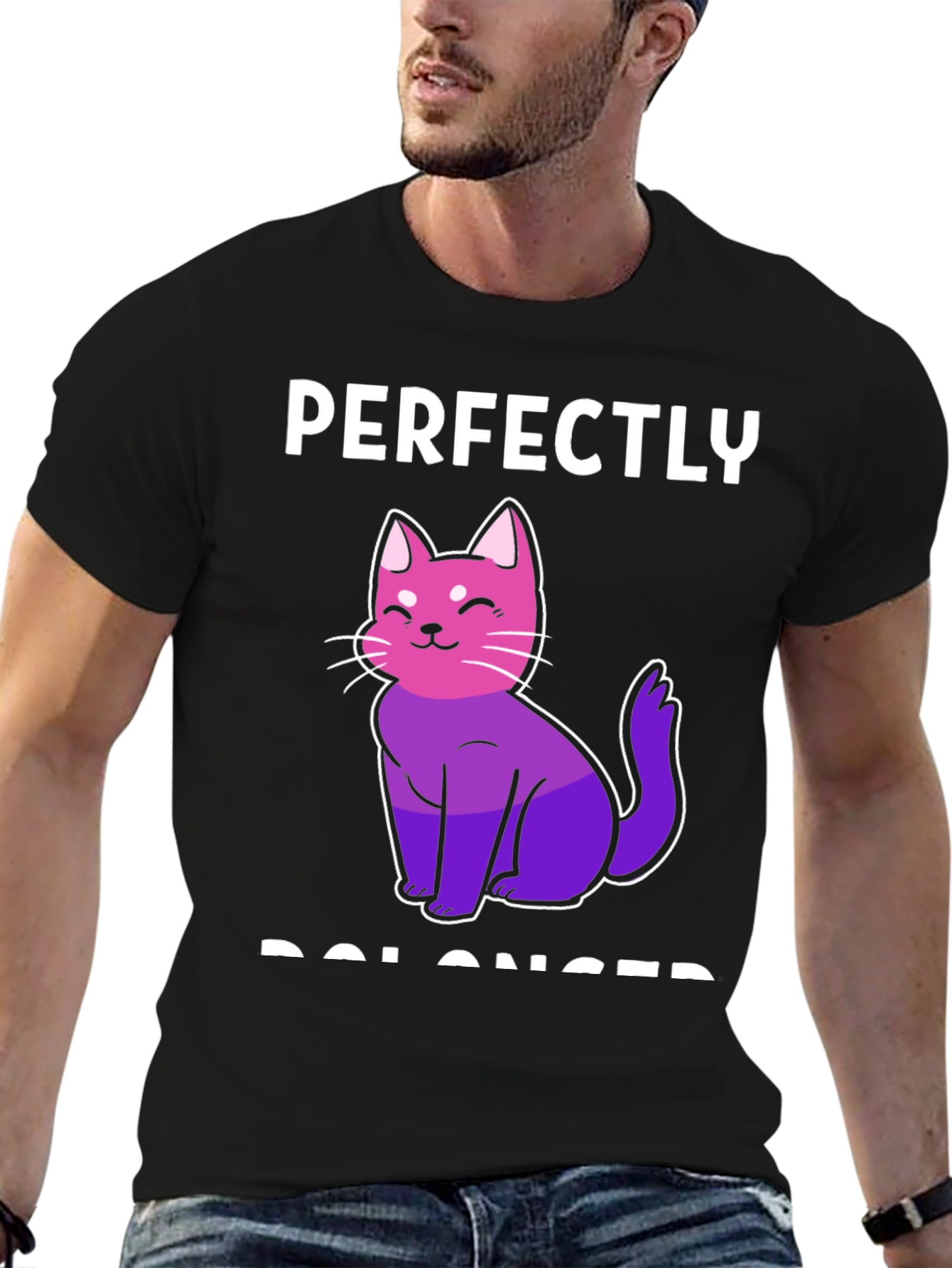 Perfectly Balanced Cat T-Shirt - Bi Pride