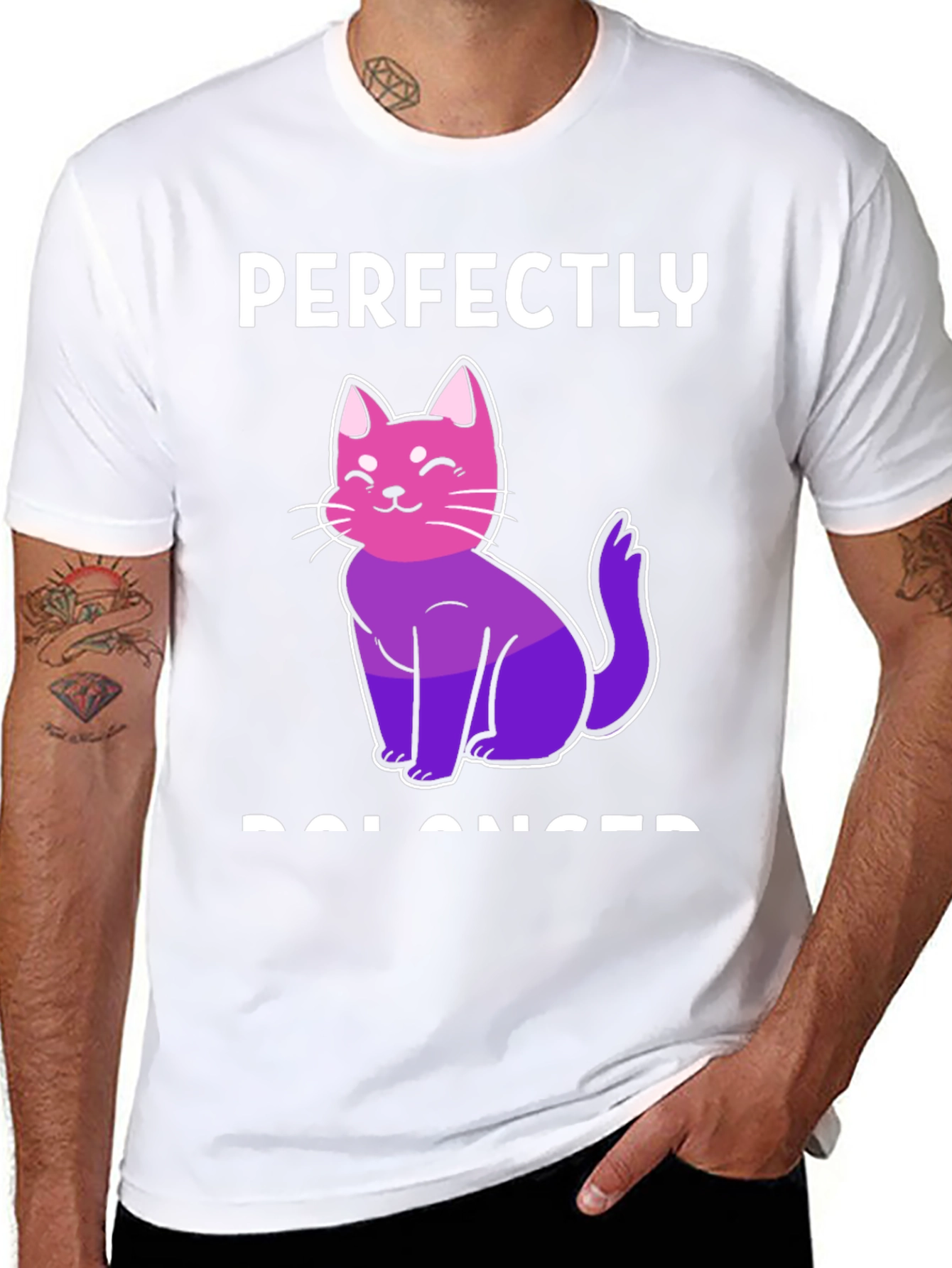 Perfectly Balanced Cat T-Shirt - Bi Pride