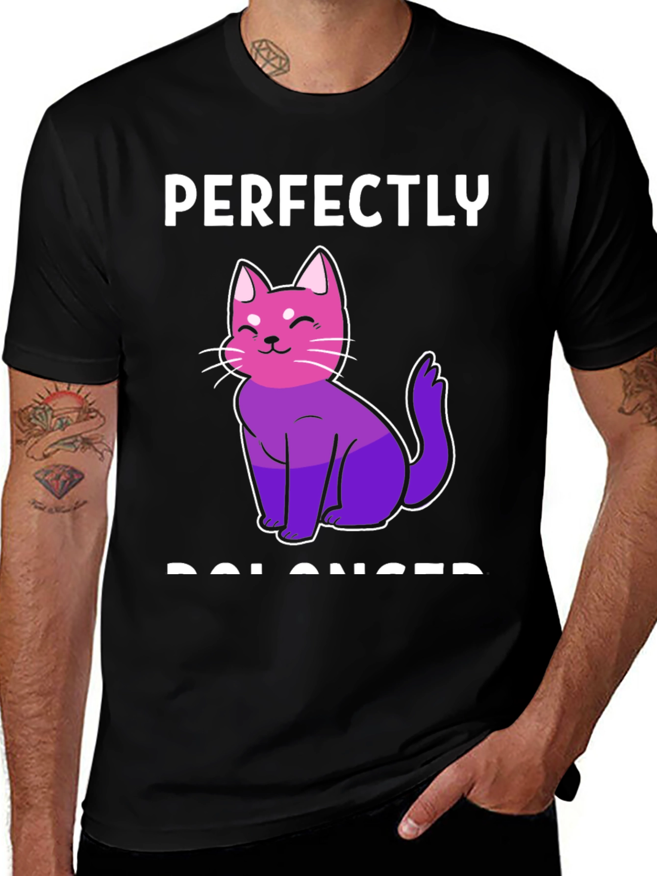 Perfectly Balanced Cat T-Shirt - Bi Pride