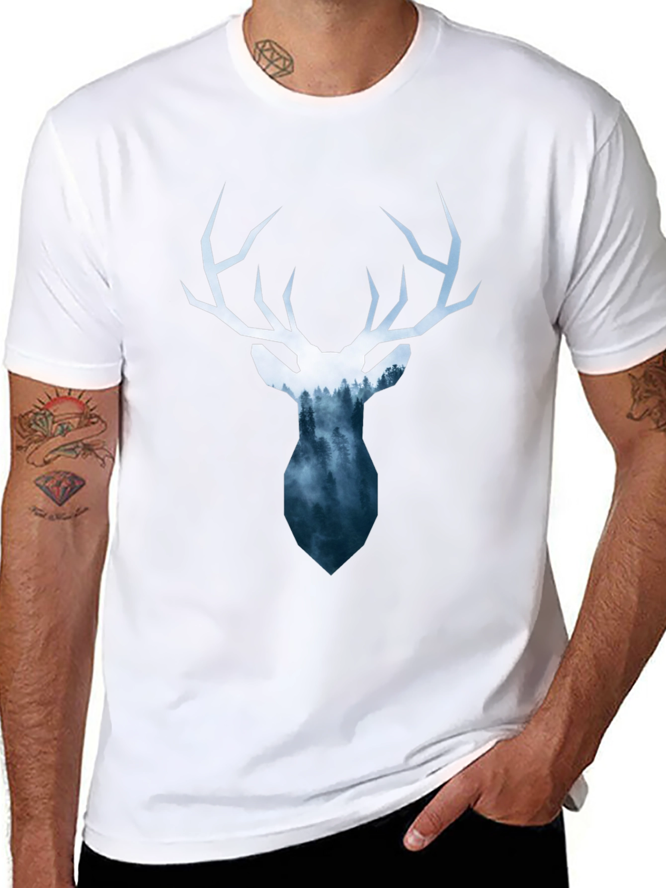 Deer Silhouette Graphic Tee - Nature Lovers T-Shirt