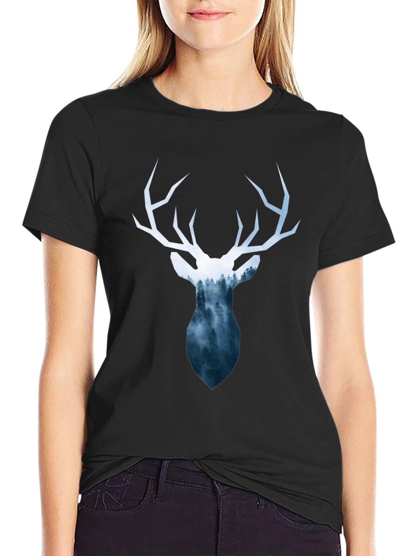 Deer Silhouette Graphic Tee - Nature Lovers T-Shirt