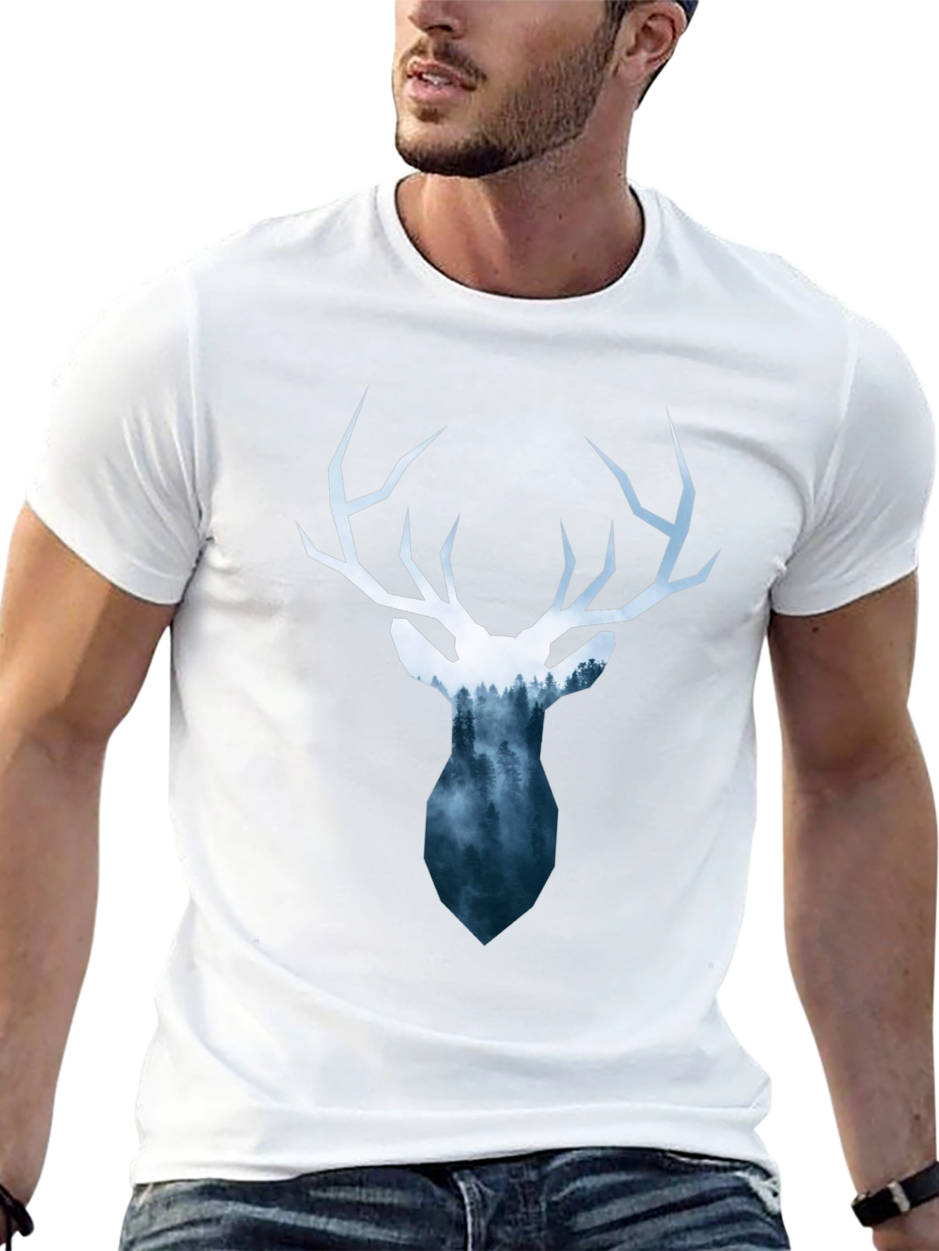 Deer Silhouette Graphic Tee - Nature Lovers T-Shirt