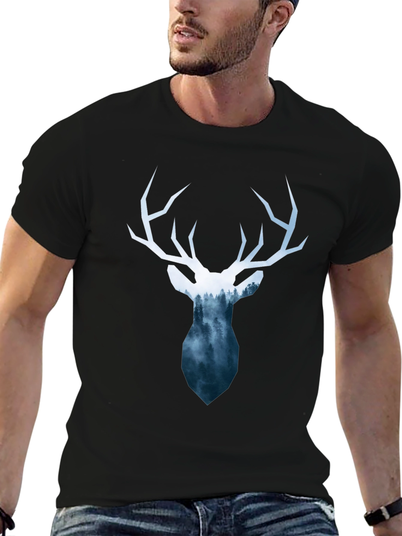 Deer Silhouette Graphic Tee - Nature Lovers T-Shirt