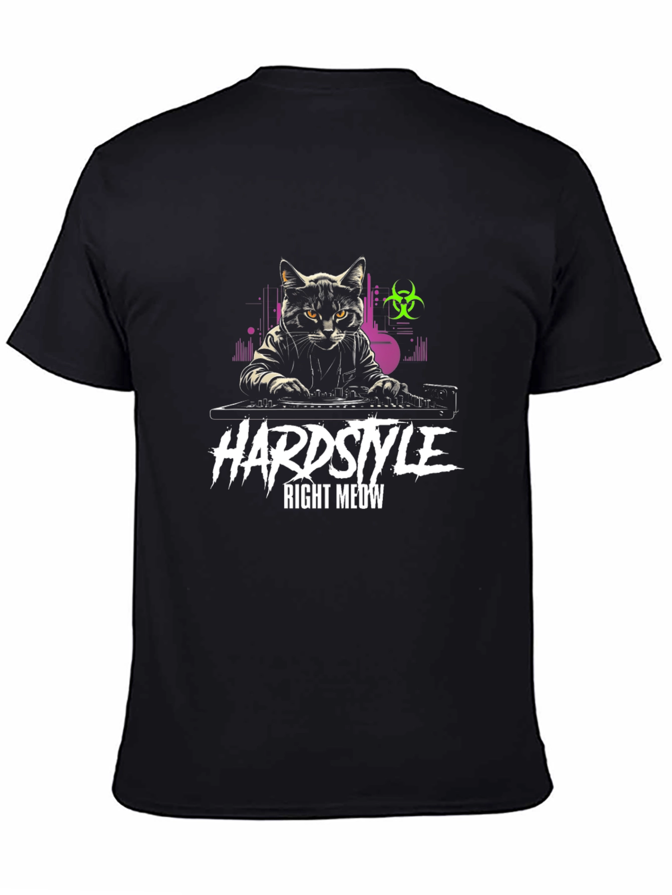 Hardstyle Right Meow DJ Cat Graphic T-Shirt