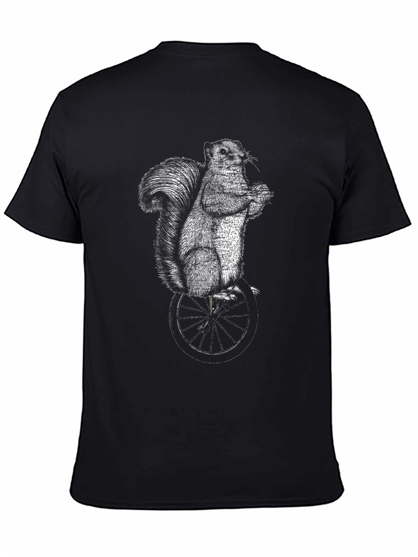 Squirrel Unicycle Graphic Tee - Unique Animal Art Shirt