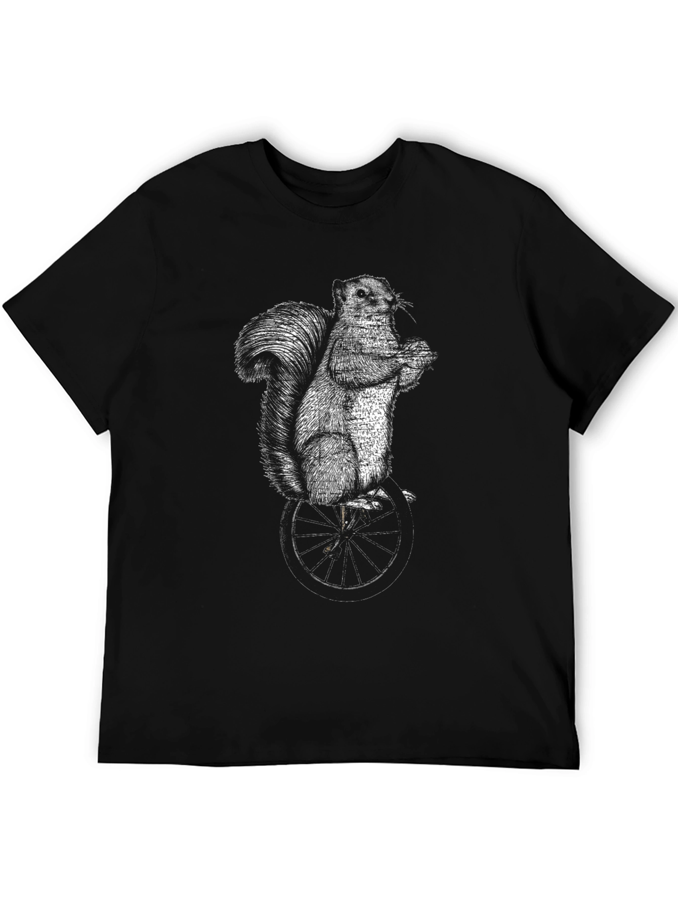 Squirrel Unicycle Graphic Tee - Unique Animal Art Shirt