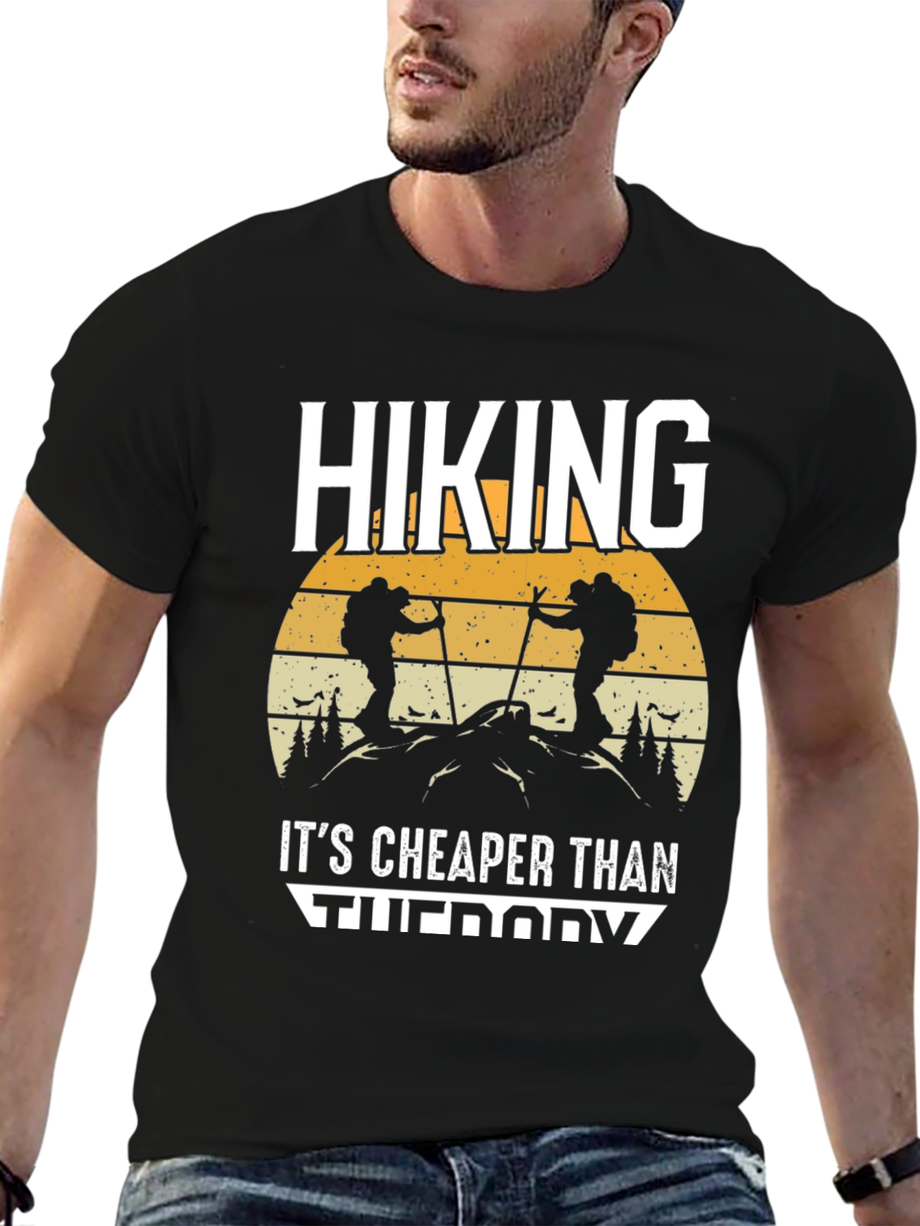 Hiking Cheaper Than Therapy Graphic T-Shirt