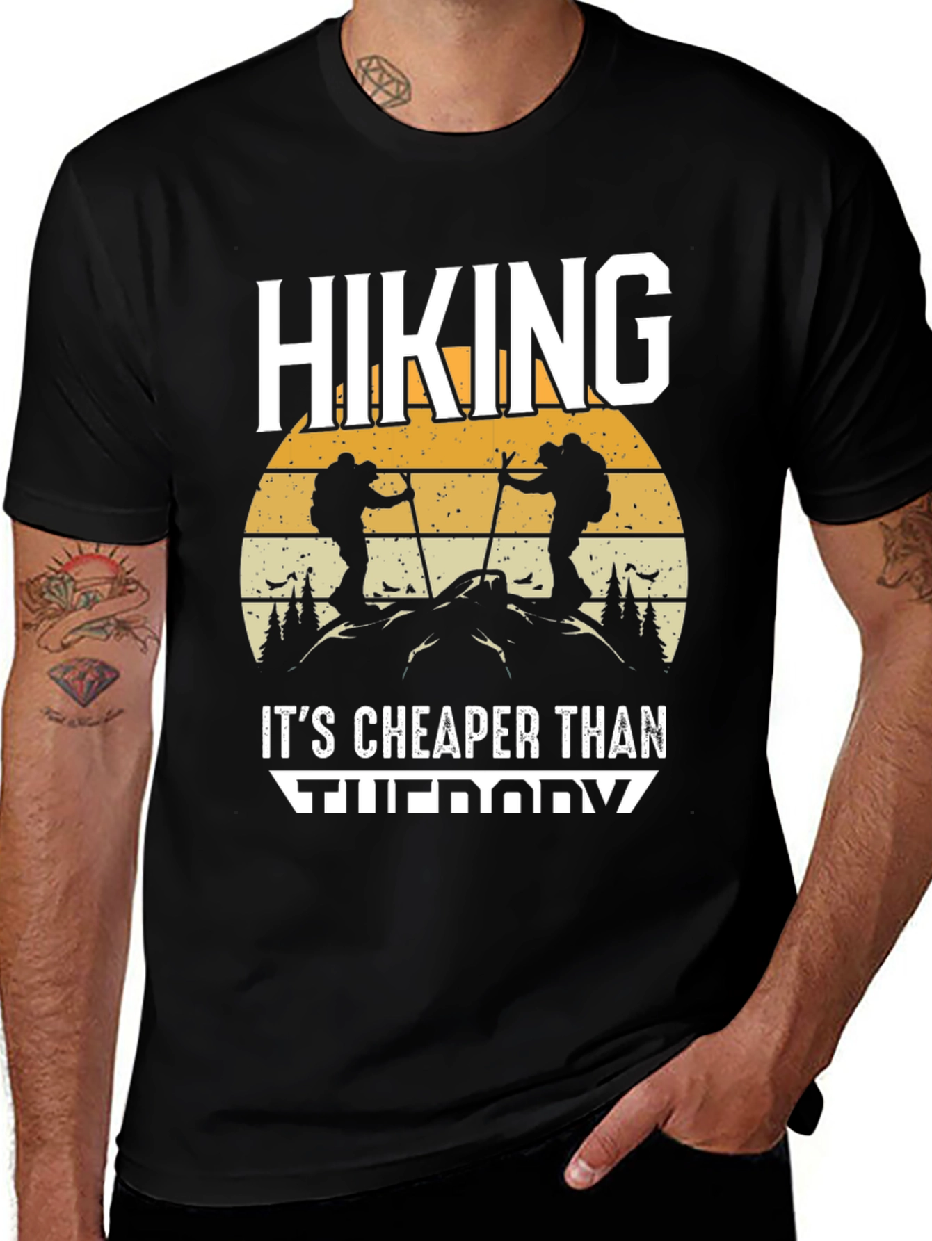 Hiking Cheaper Than Therapy Graphic T-Shirt