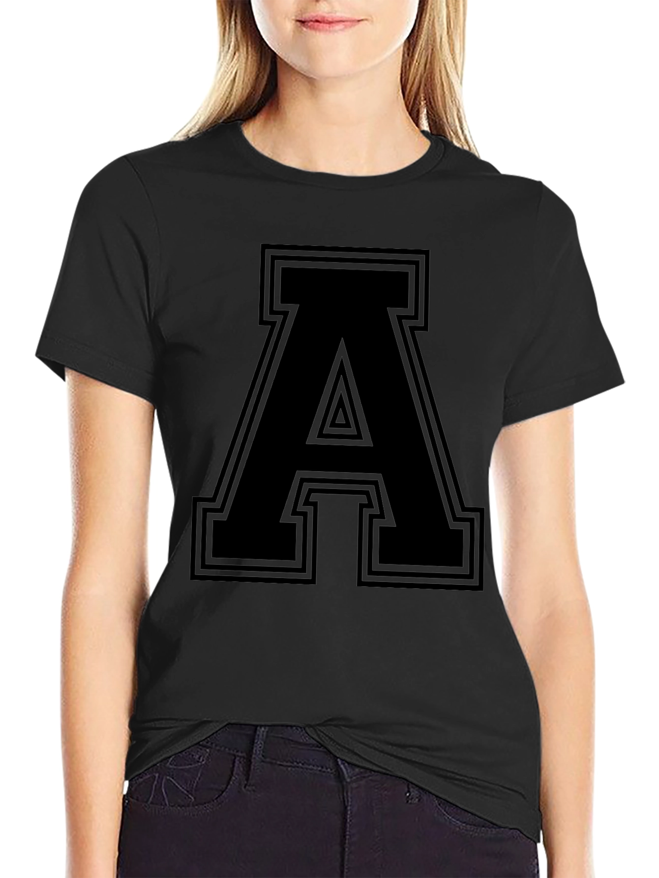 Mens Black Letter A Graphic Tee