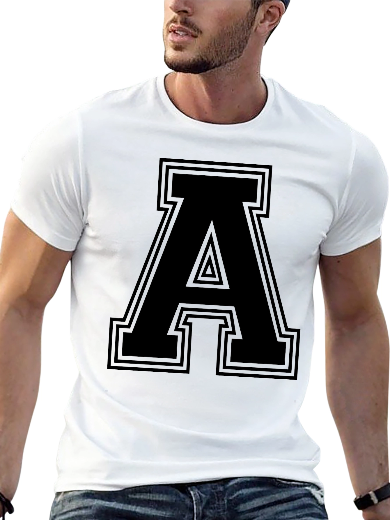 Mens Black Letter A Graphic Tee