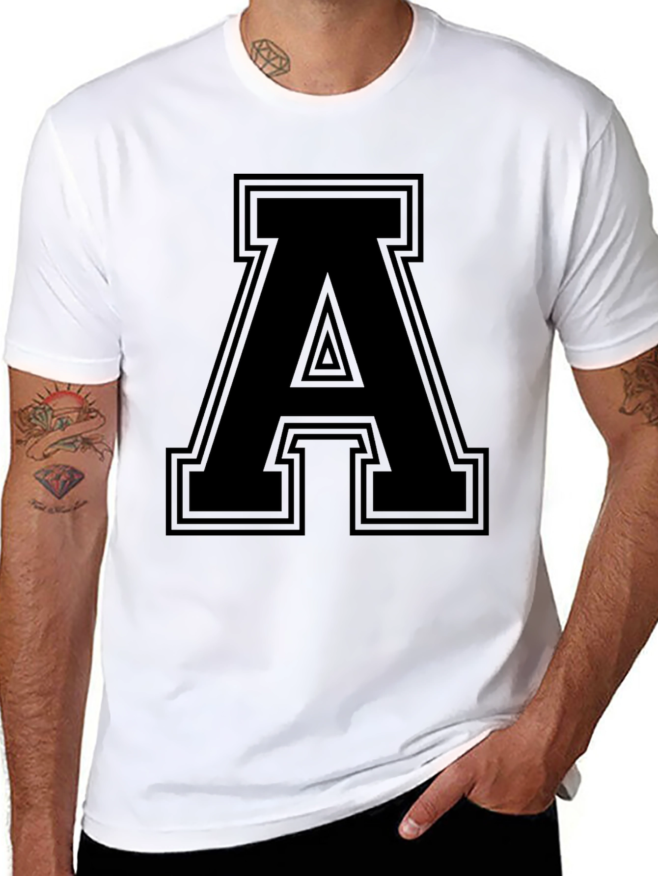 Mens Black Letter A Graphic Tee