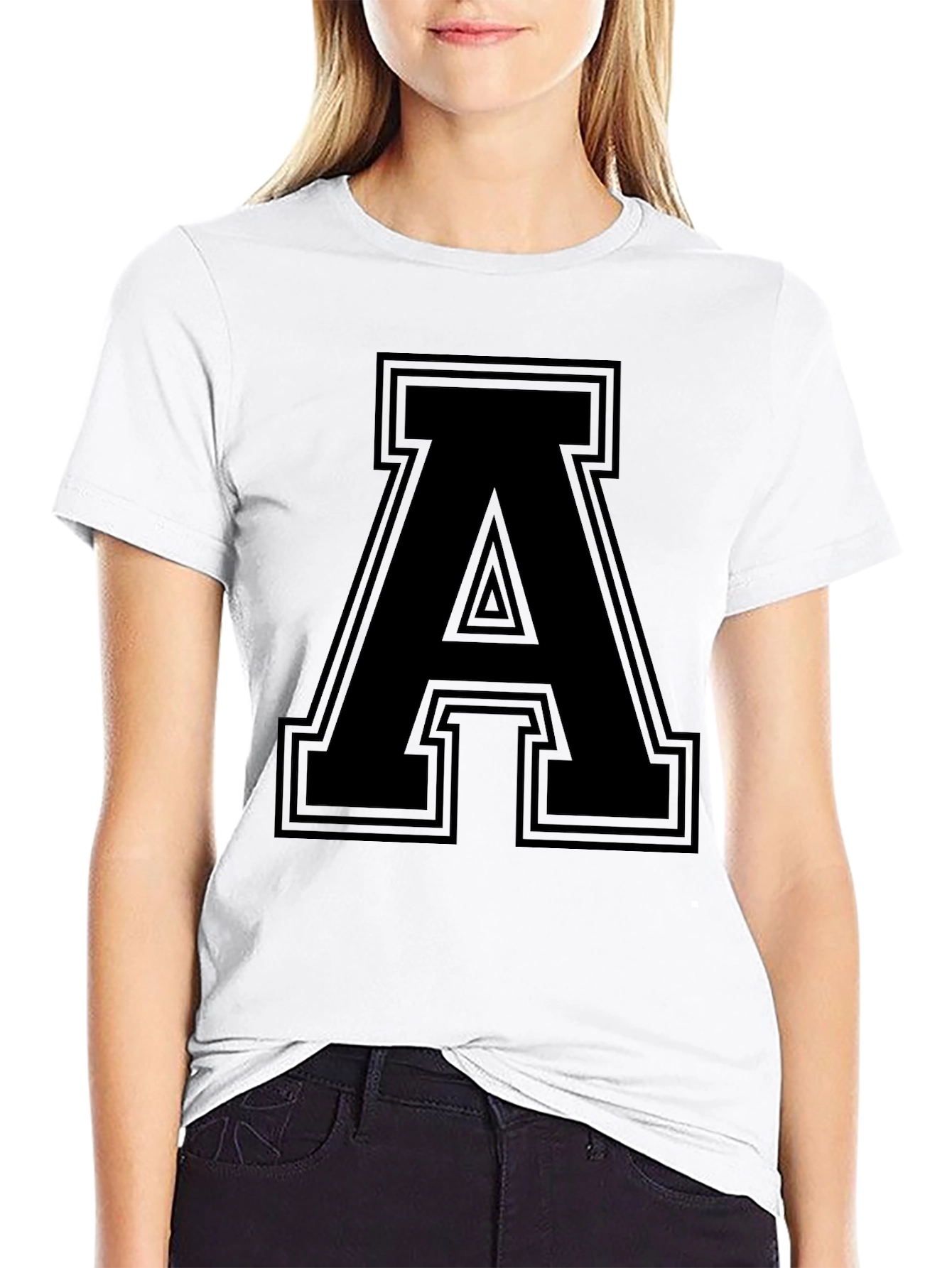 Mens Black Letter A Graphic Tee