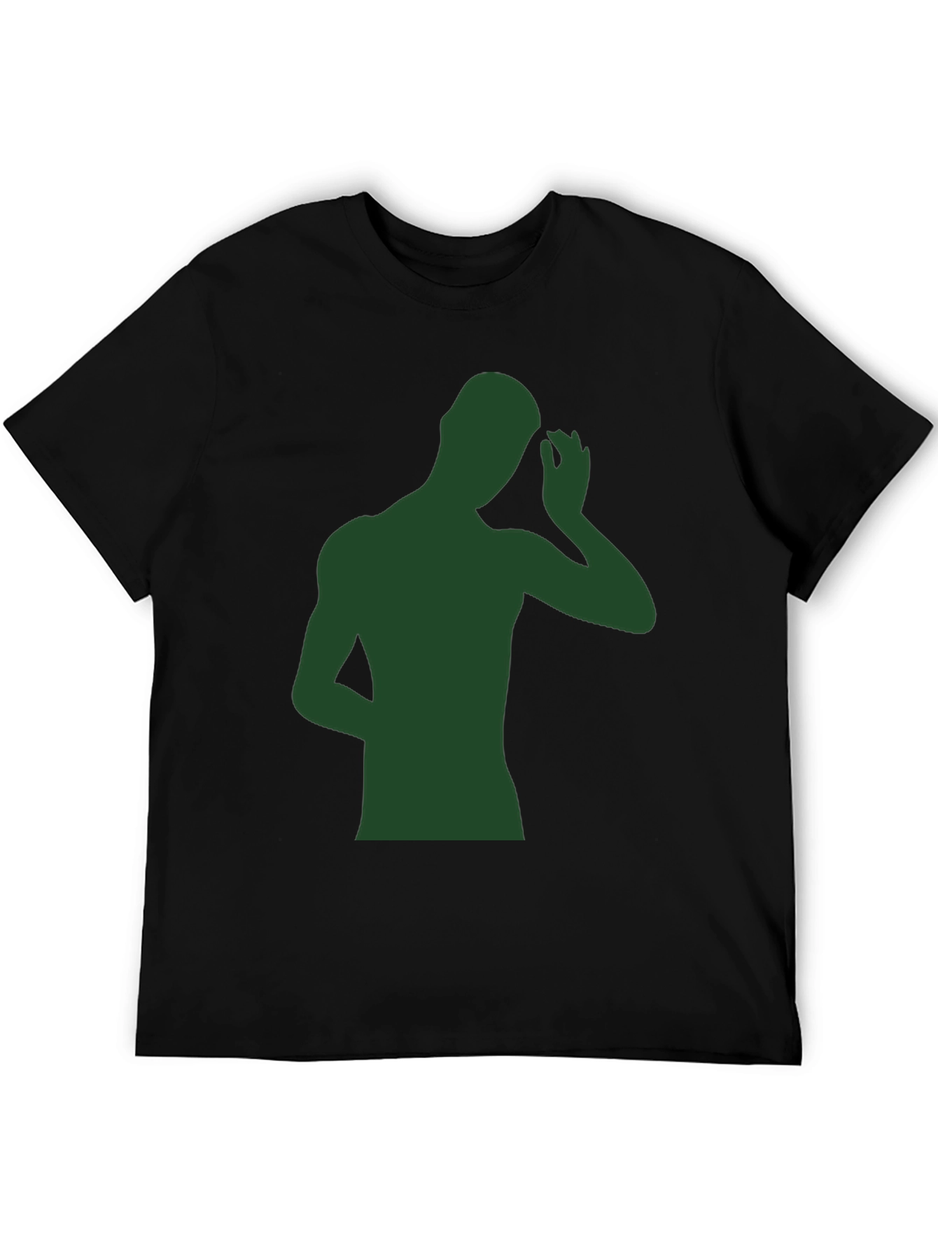 Mens Black T-Shirt with Green Silhouette Graphic