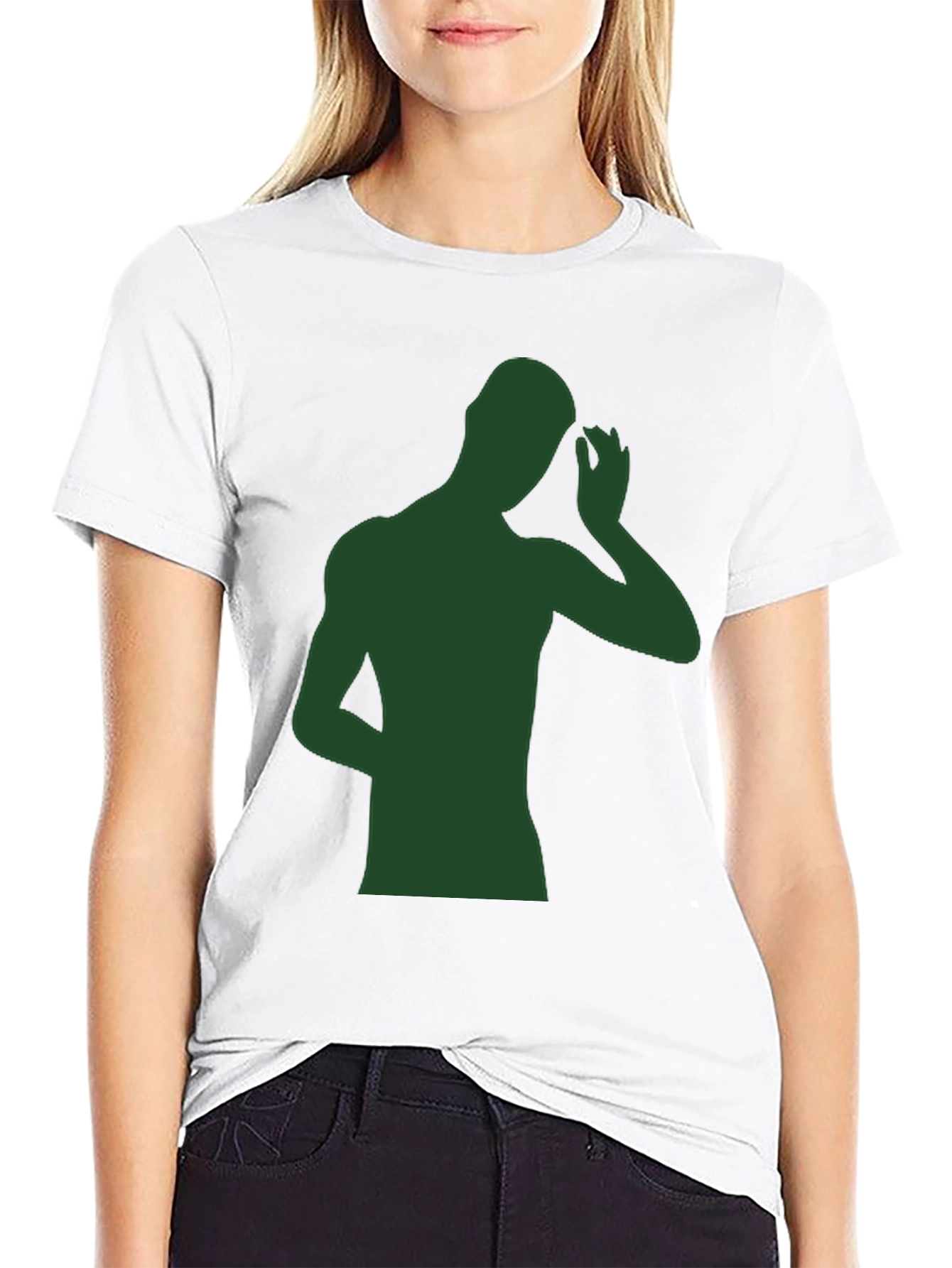 Mens Black T-Shirt with Green Silhouette Graphic