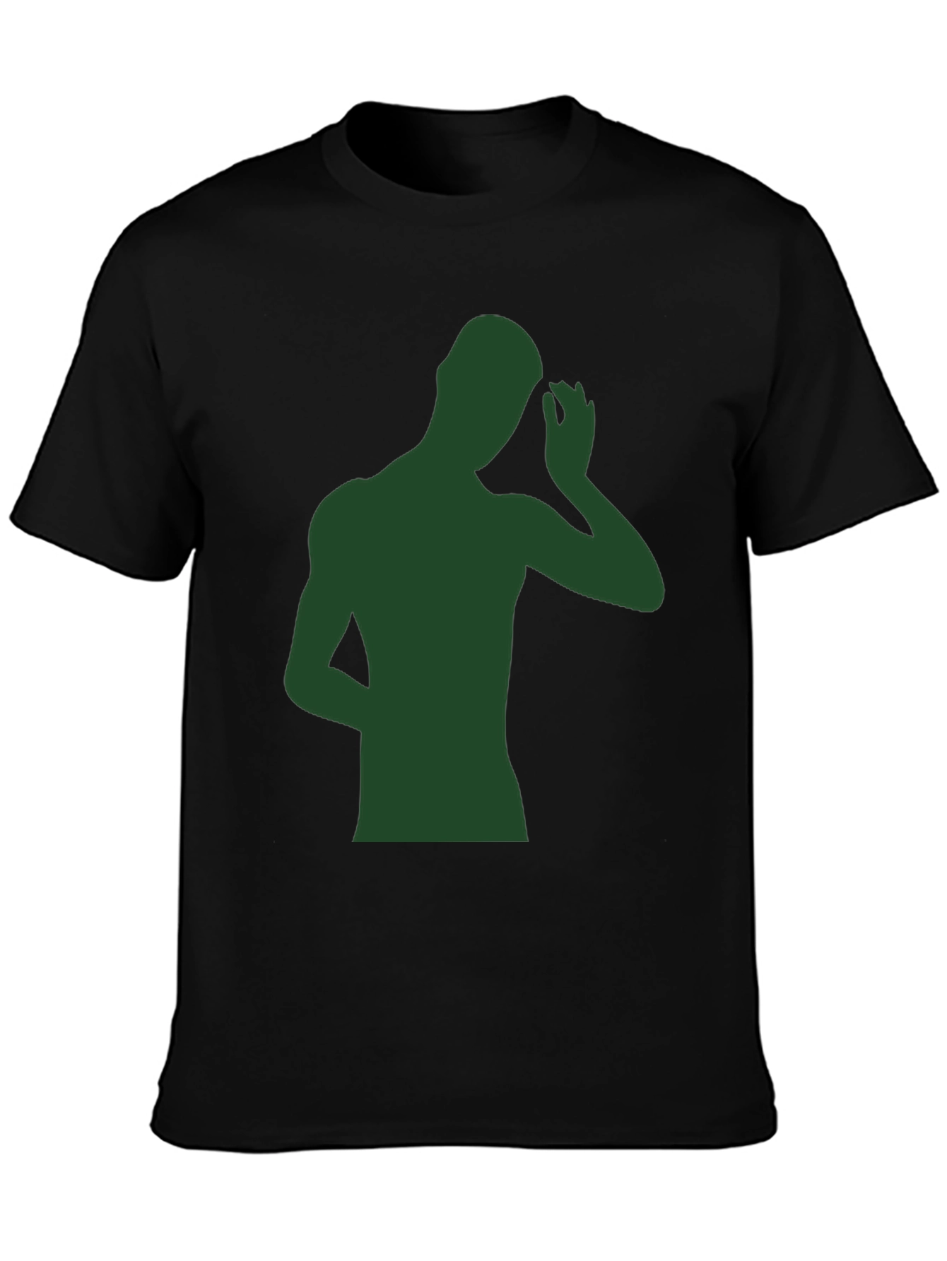 Mens Black T-Shirt with Green Silhouette Graphic