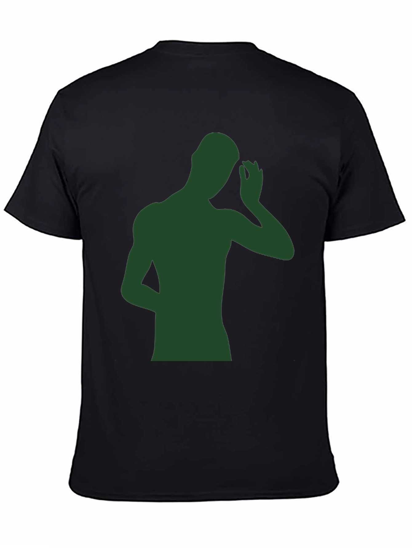 Mens Black T-Shirt with Green Silhouette Graphic