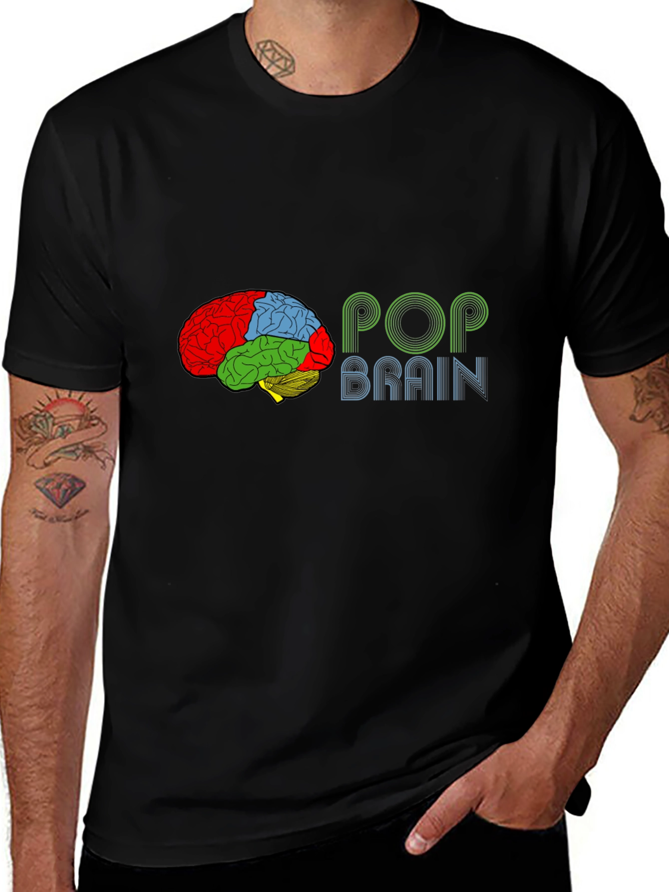 Pop Brain Graphic Tee - Black Cotton T-Shirt