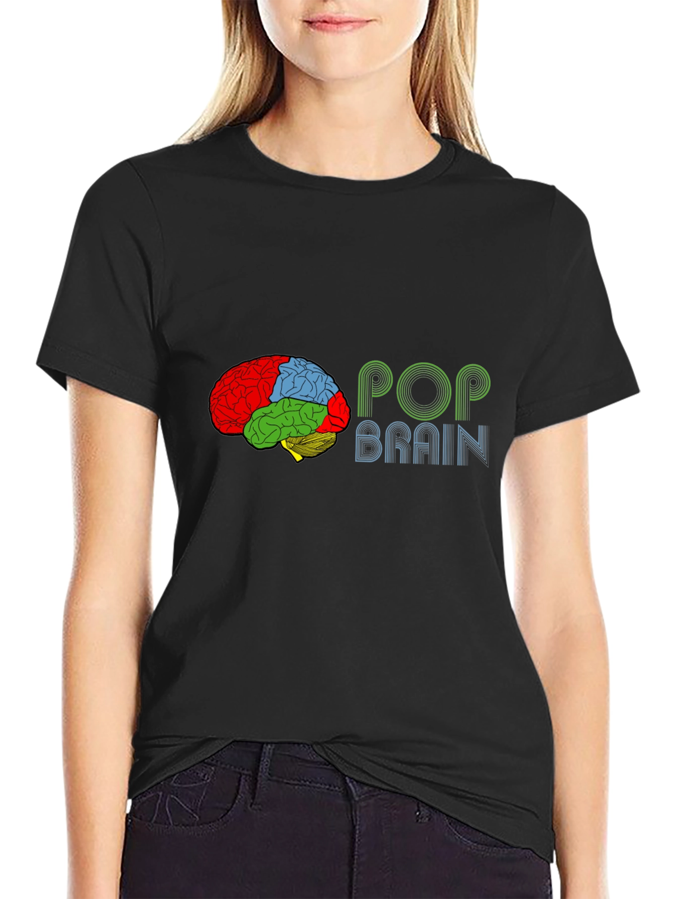 Pop Brain Graphic Tee - Black Cotton T-Shirt