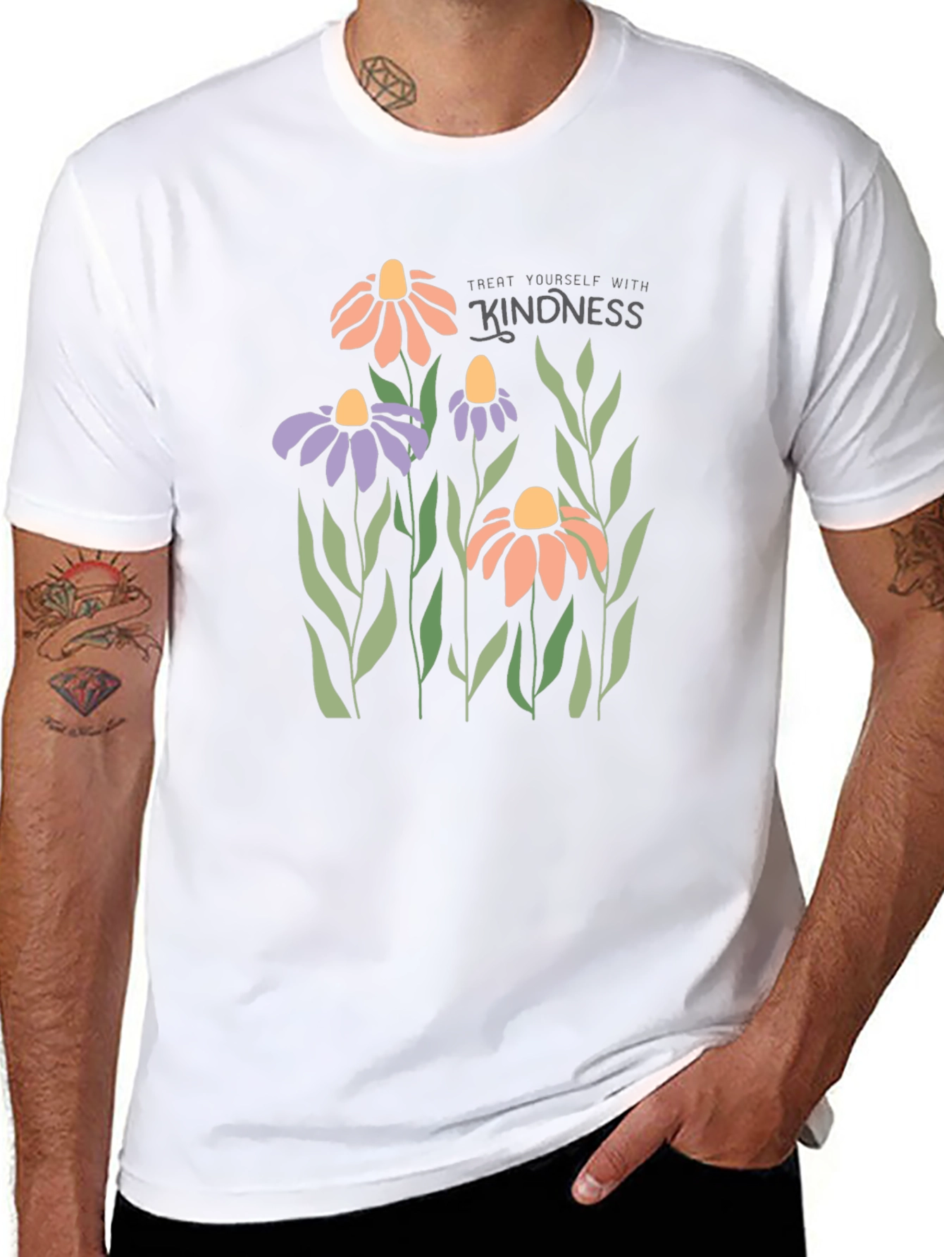 Kindness Flower Graphic Black T-Shirt