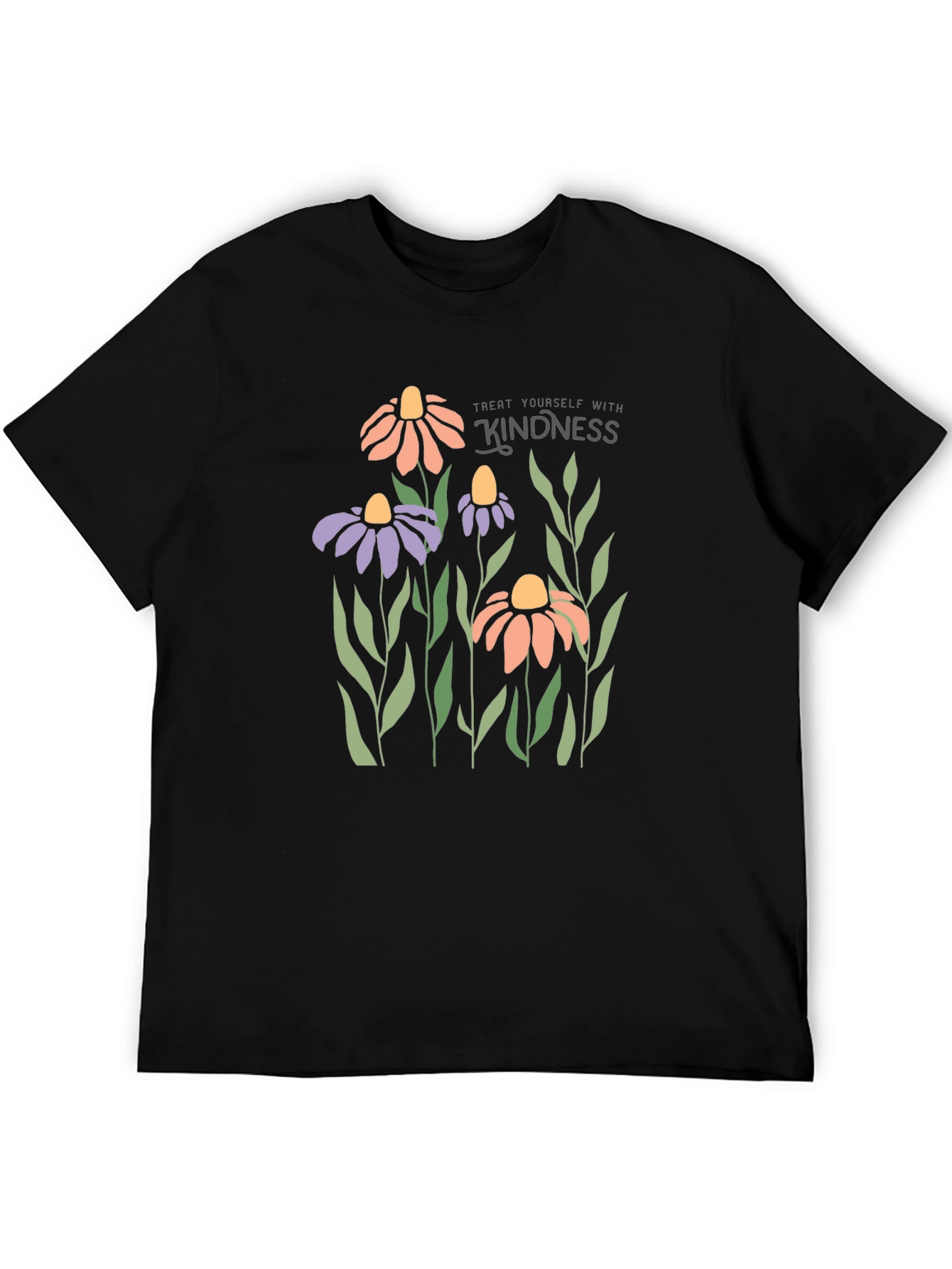 Kindness Flower Graphic Black T-Shirt