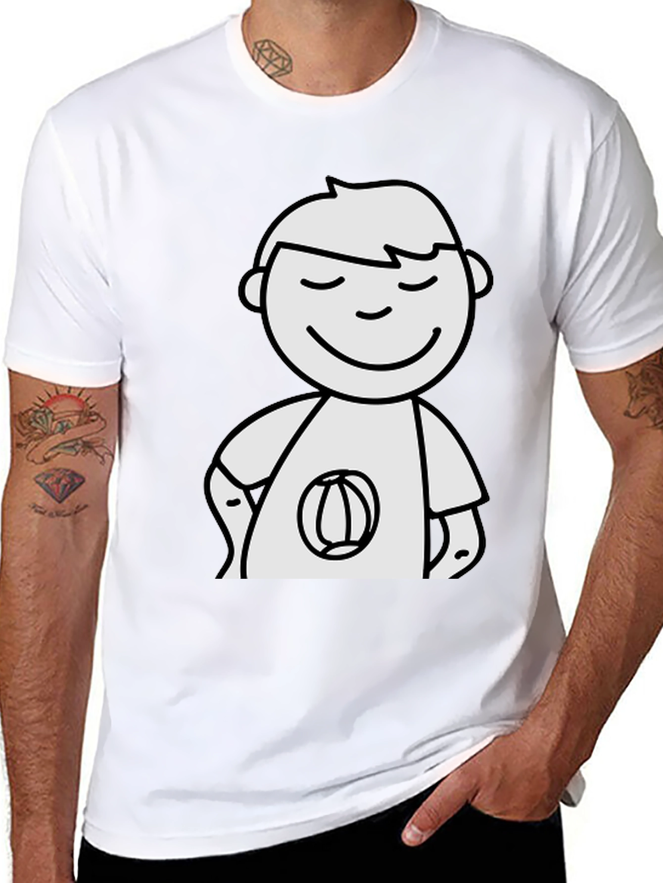 Cartoon Man Black T-Shirt
