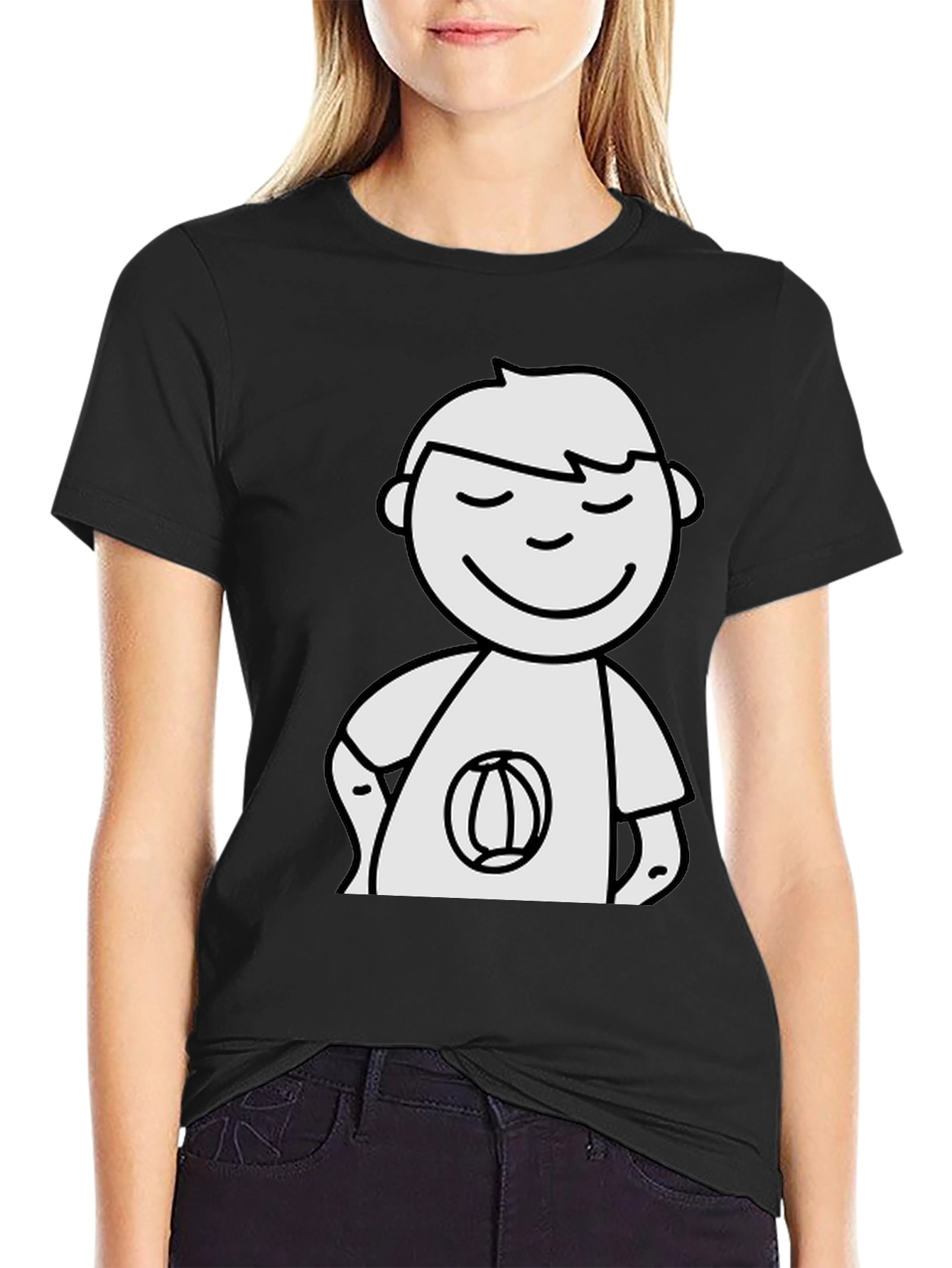 Cartoon Man Black T-Shirt