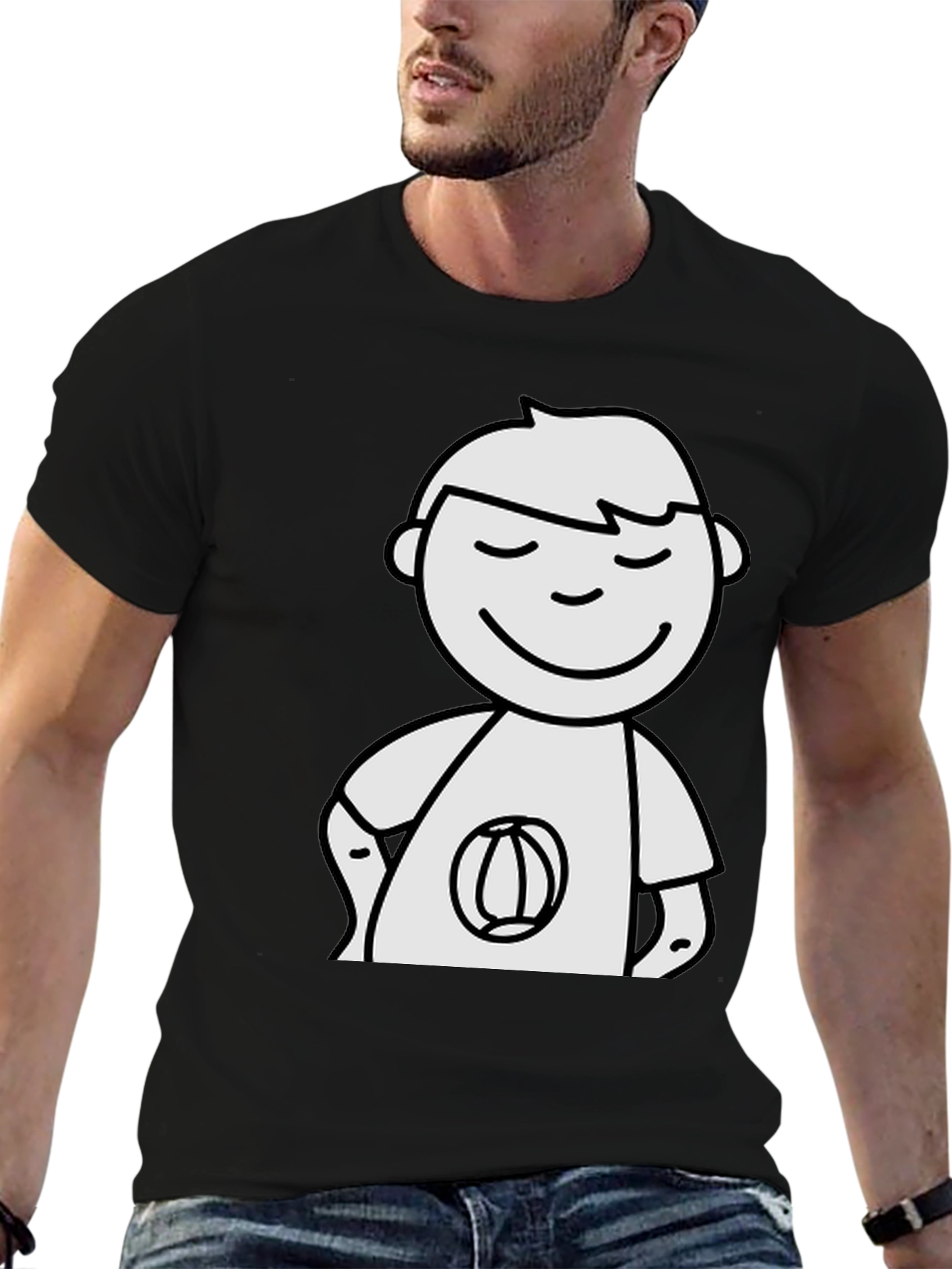 Cartoon Man Black T-Shirt