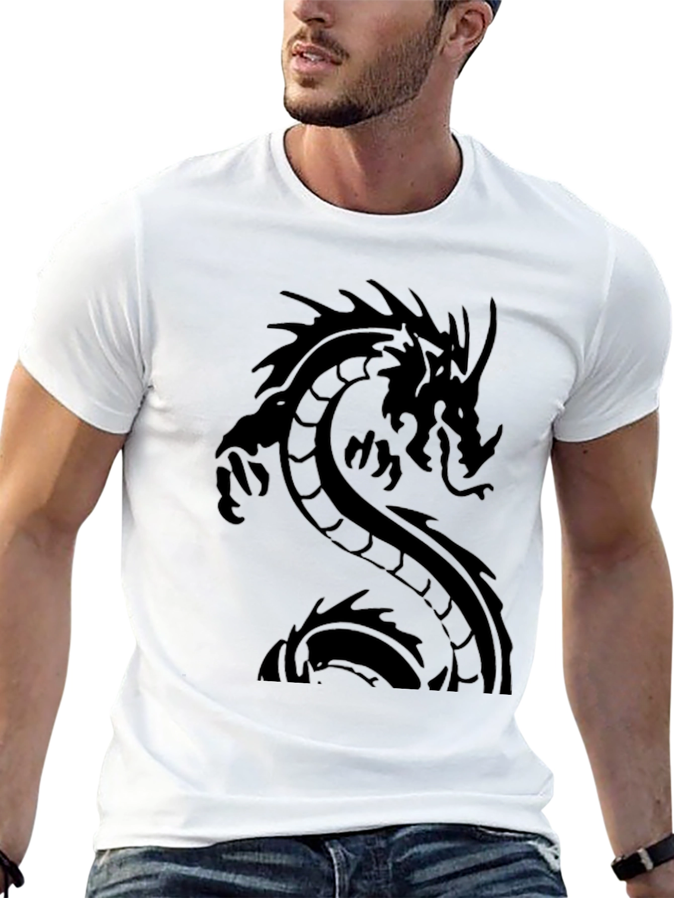 Dragon Graphic Black T-Shirt - Mens Casual Tee
