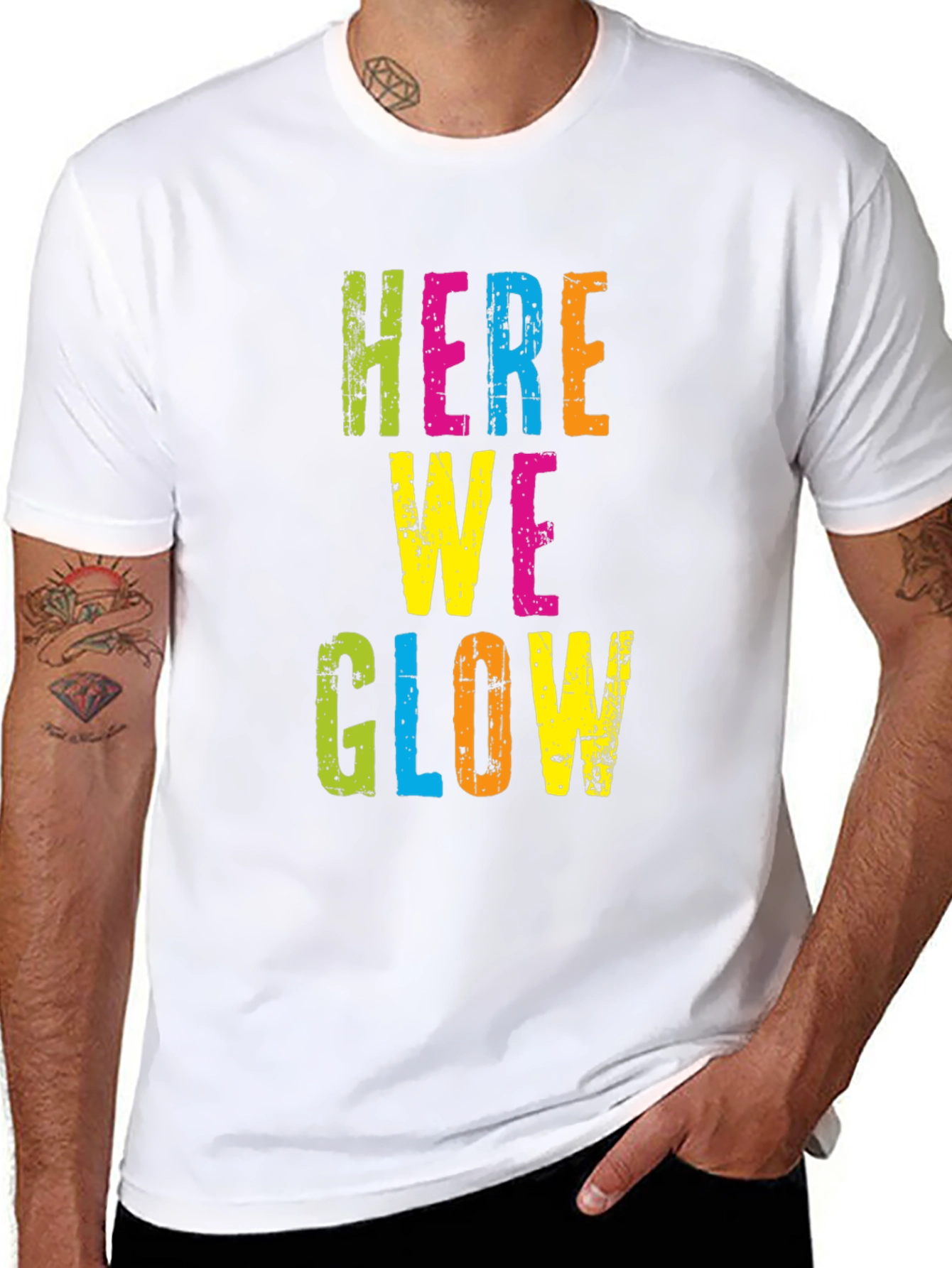 Here We Glow Graphic Tee - Party Ready T-Shirt