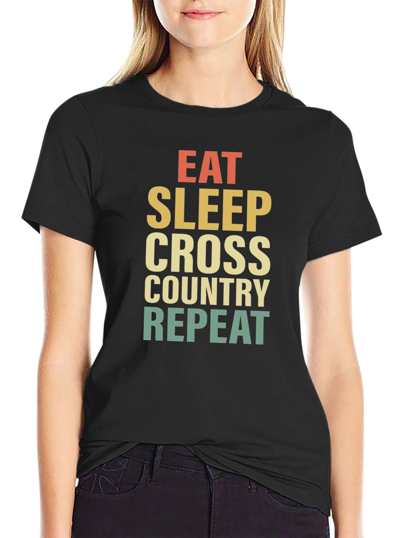 Eat Sleep Cross Country Repeat Black T-Shirt