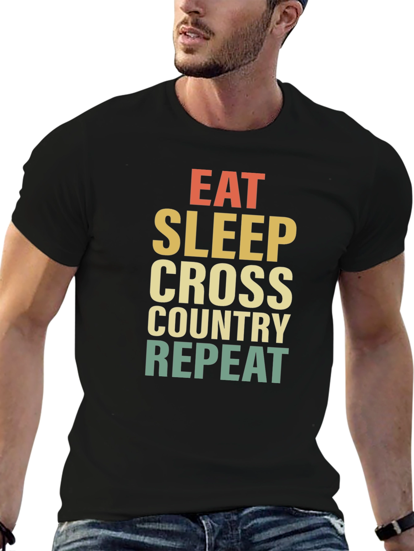 Eat Sleep Cross Country Repeat Black T-Shirt