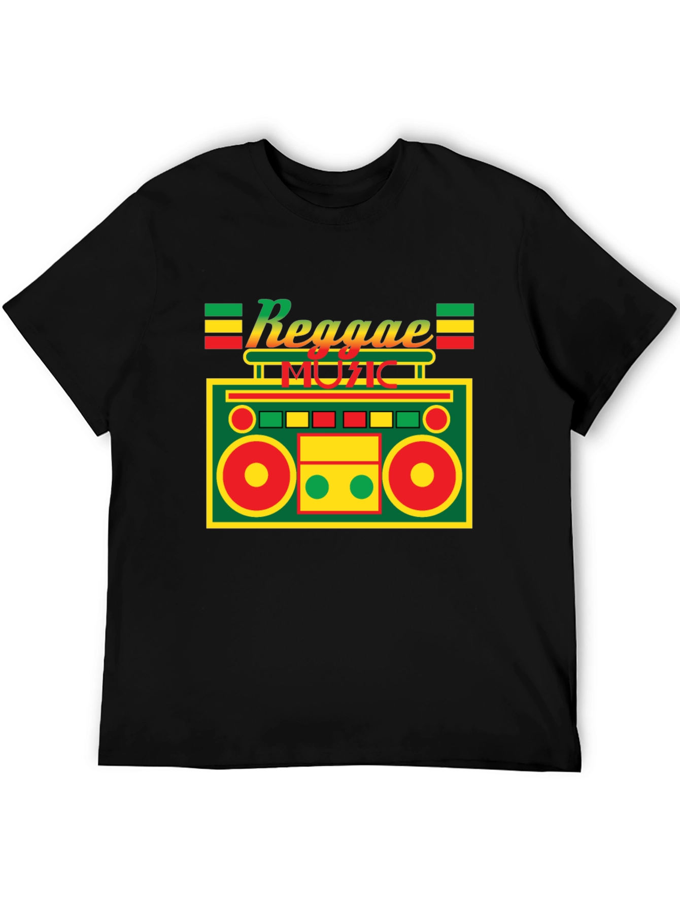 Reggae Music Boombox Graphic Tee - Black