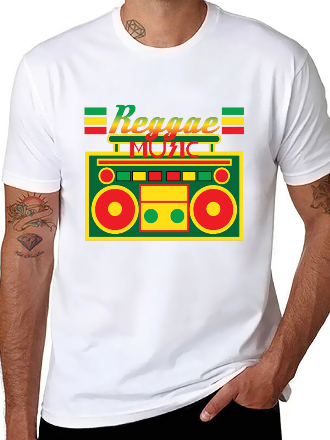 Reggae Music Boombox Graphic Tee - Black