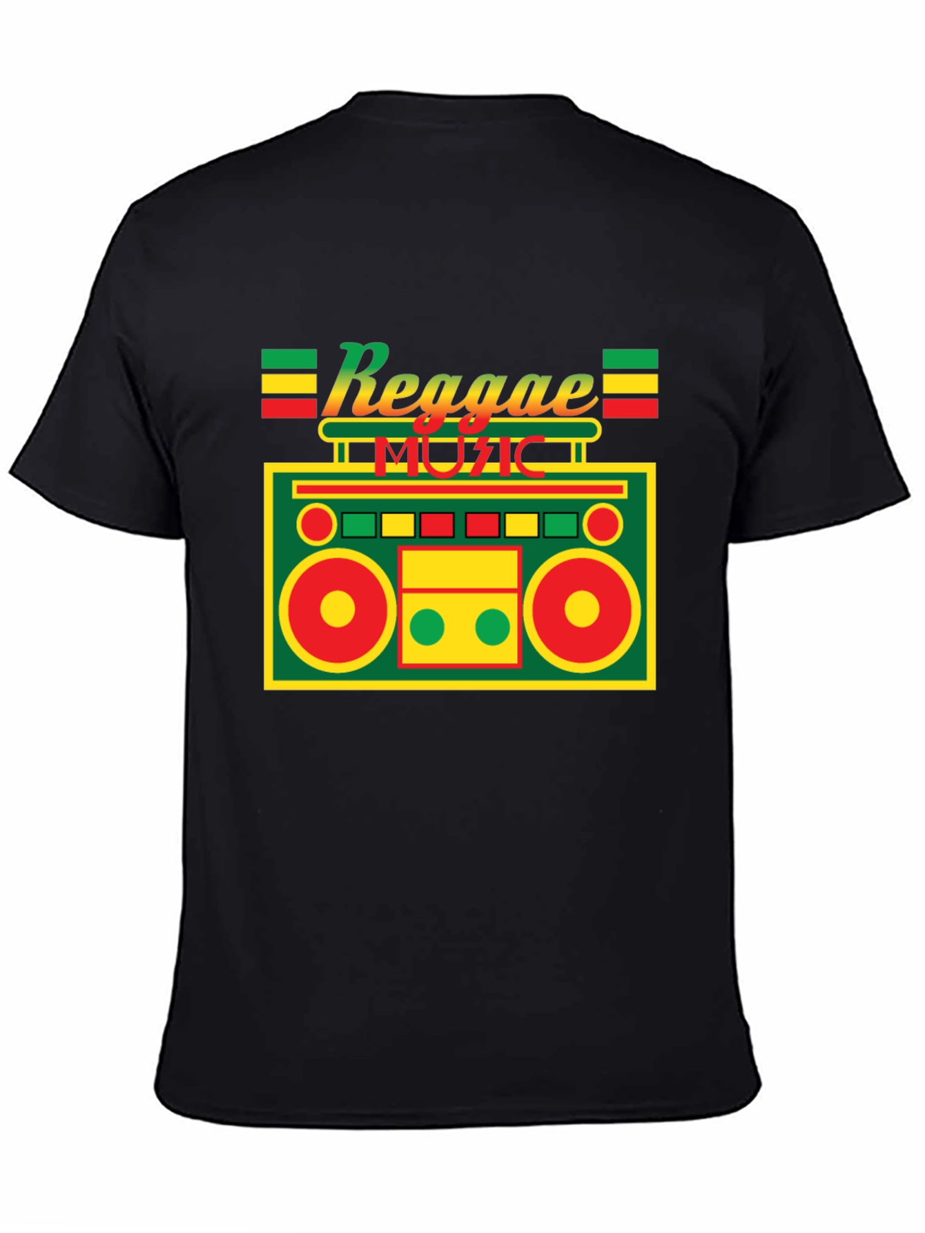 Reggae Music Boombox Graphic Tee - Black