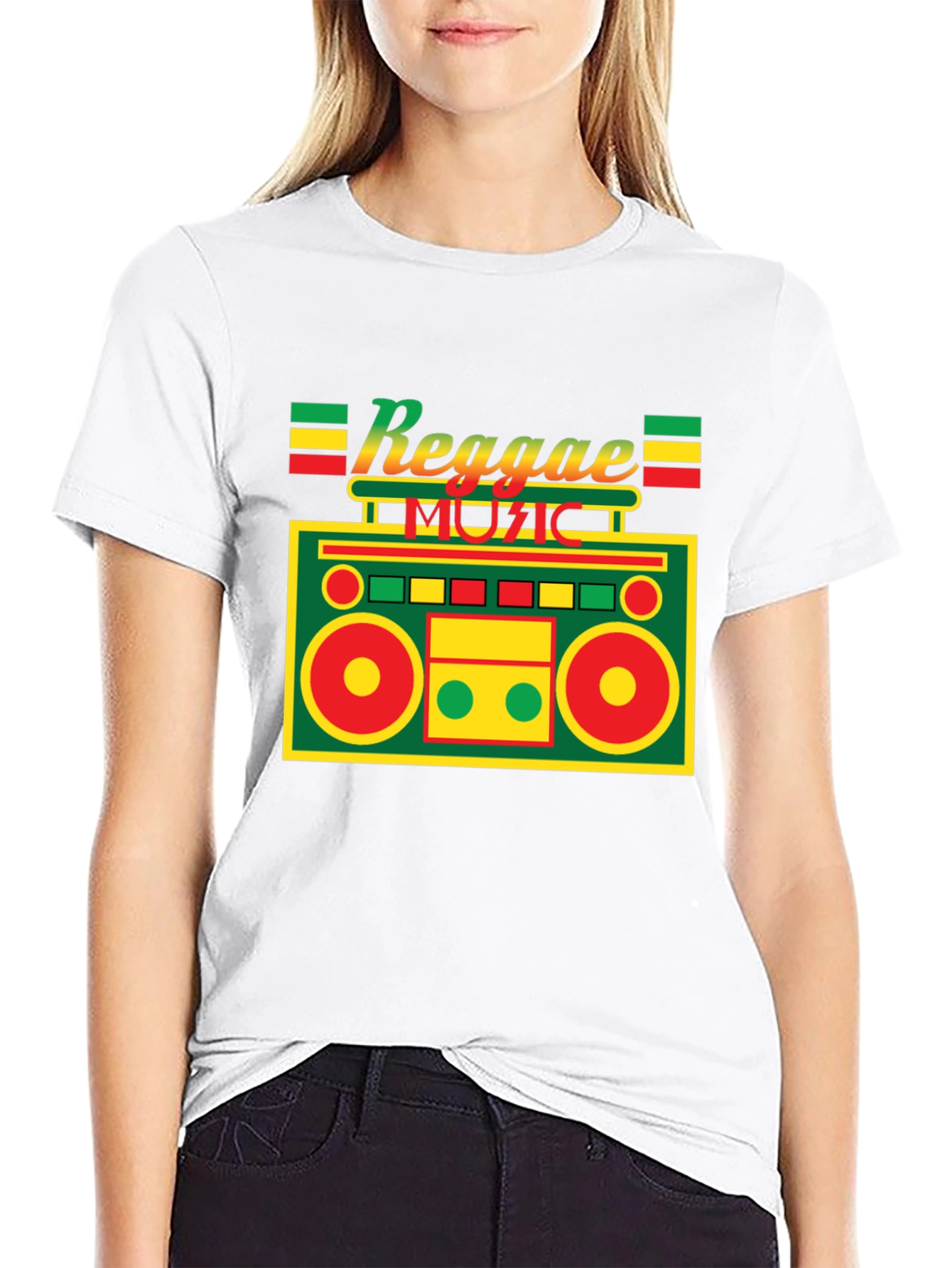 Reggae Music Boombox Graphic Tee - Black