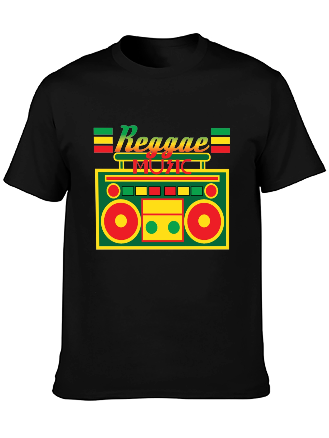 Reggae Music Boombox Graphic Tee - Black
