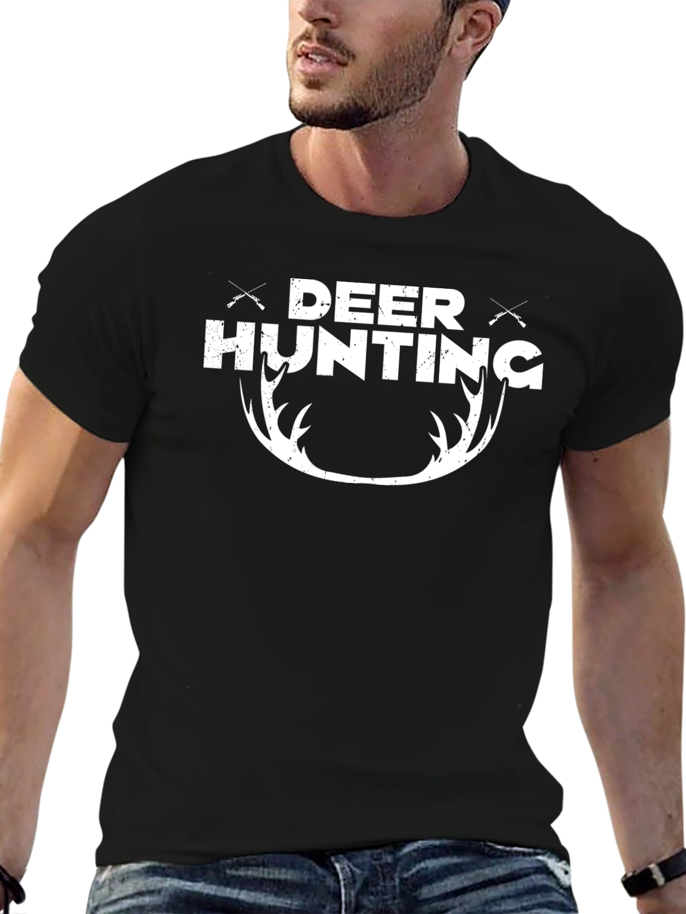 Deer Hunting Graphic T-Shirt - Black