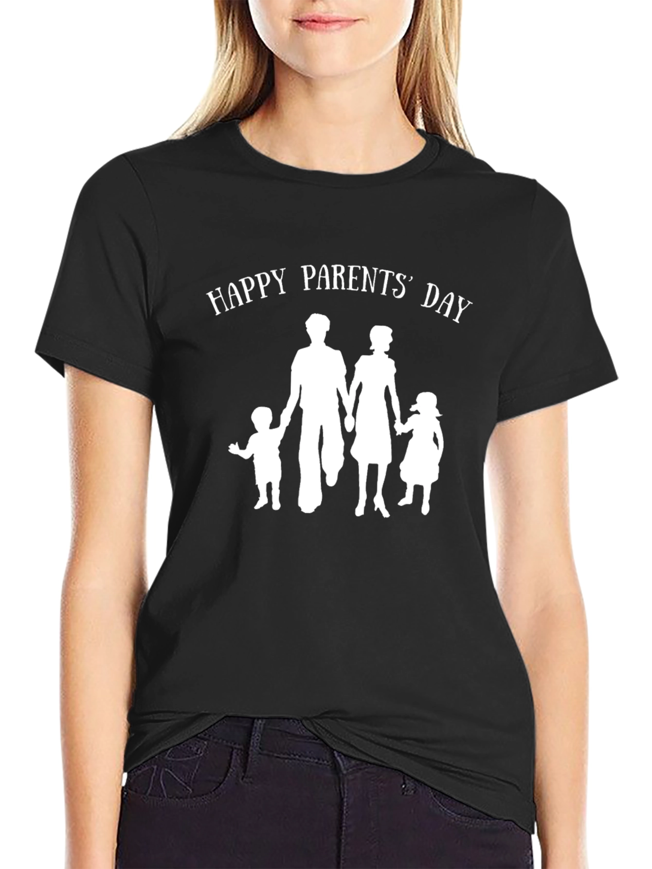 Happy Parents Day Graphic Tee - Family Silhouette T-Shirt